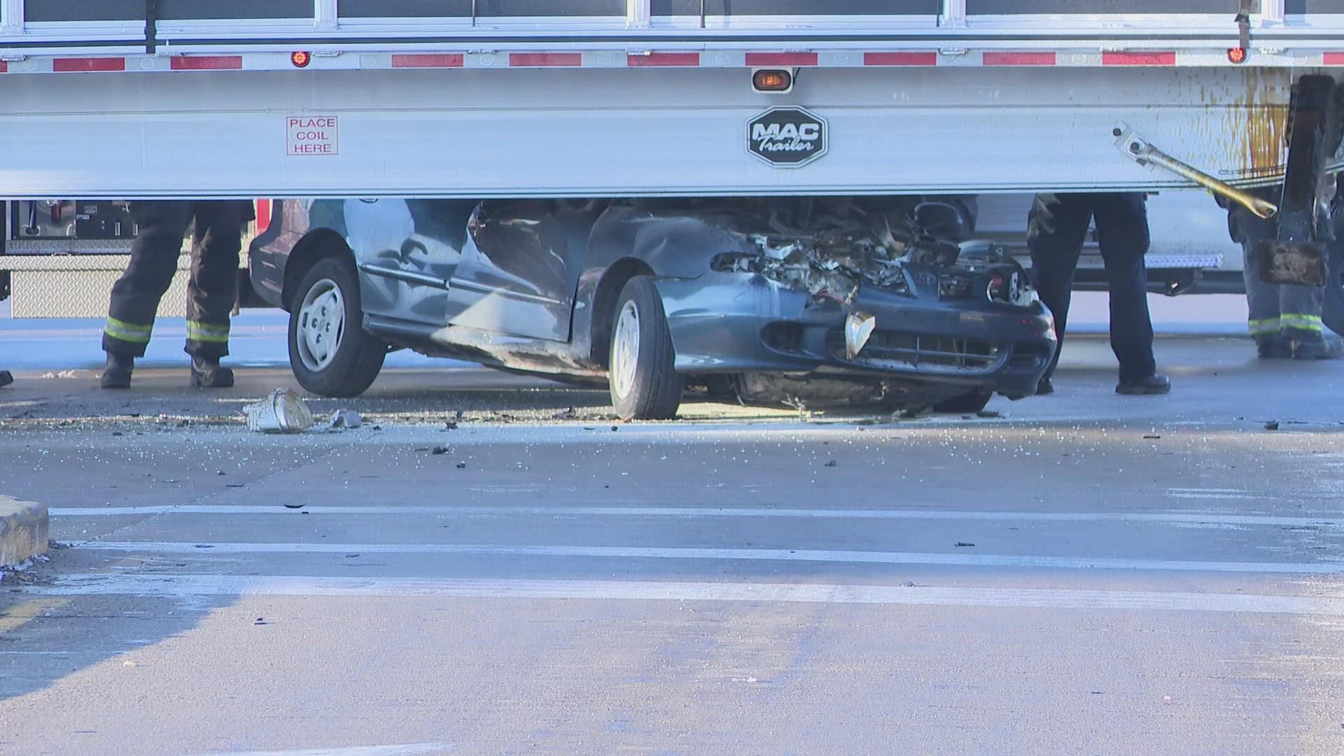 The Ohio State Highway Patrol says Michael S. Yearout of Cleveland failed to stop at a red light, striking the side of the semi. He was pronounced dead at the scene.