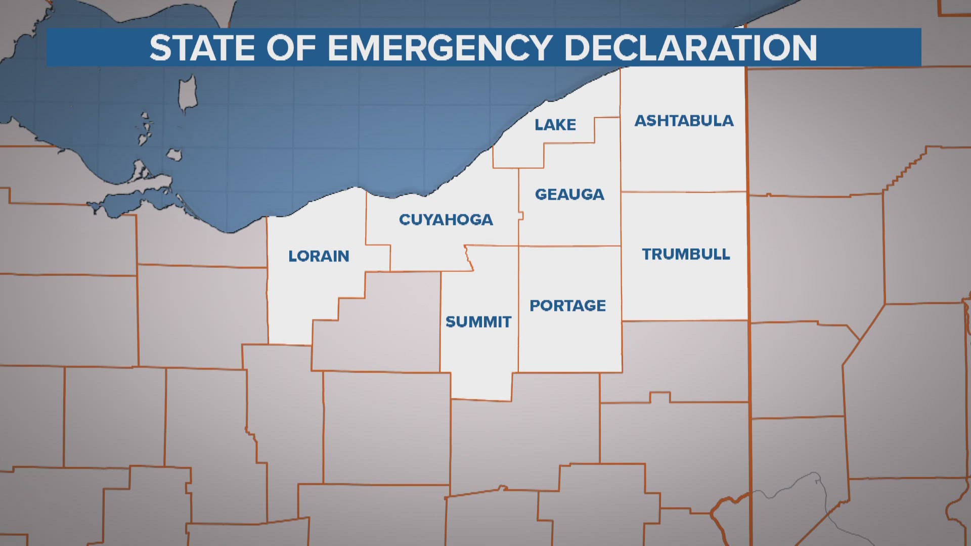 State of emergency declared for eight Northeast Ohio counties