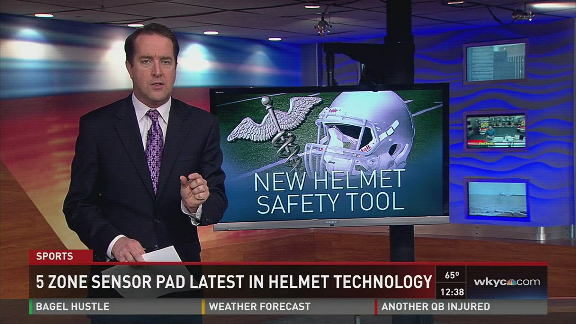 Riddell InSite offers 5 zone sensor pads that fit inside a helmet's liner.