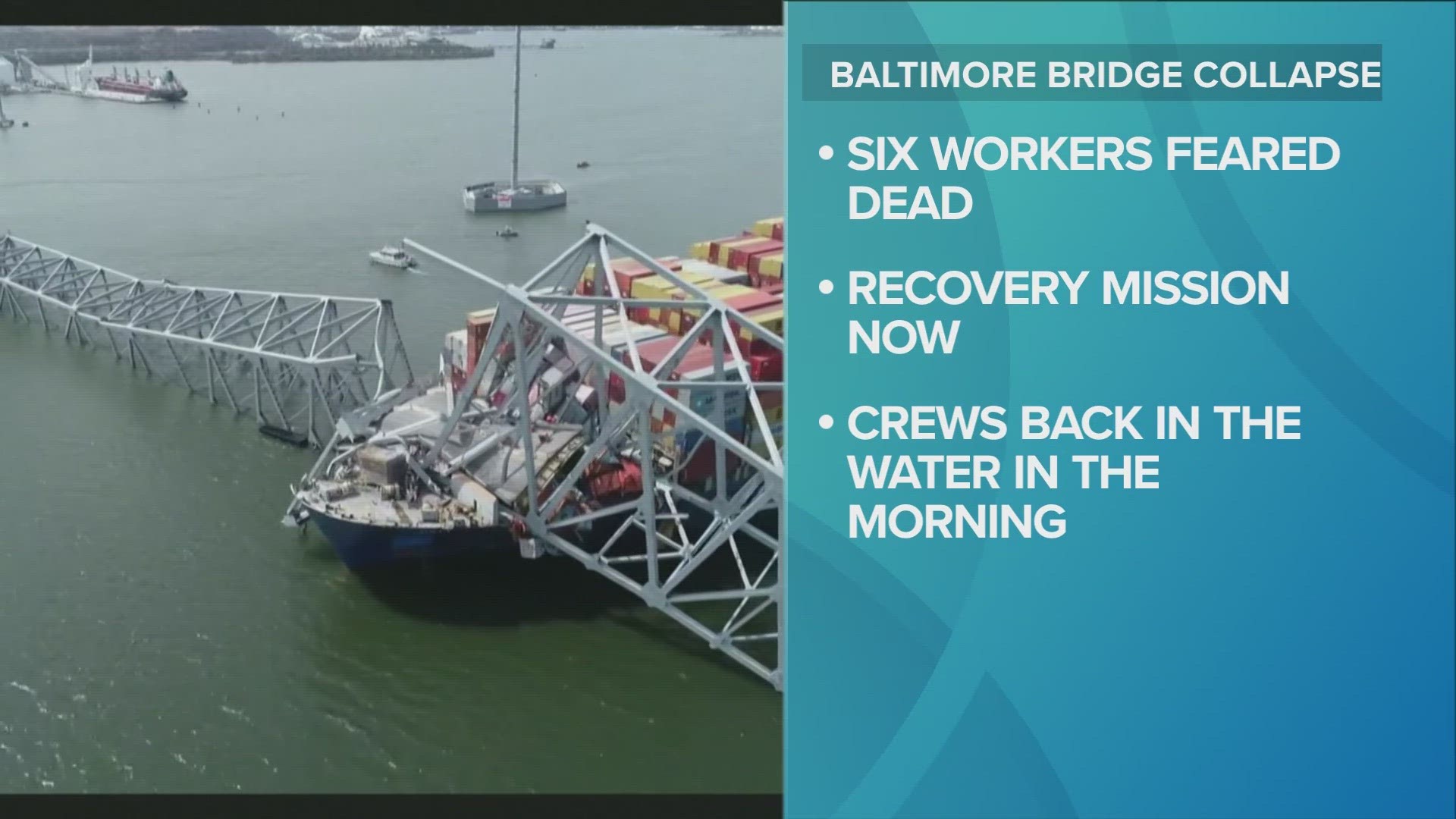With the ship barreling toward the bridge, authorities had just enough time to stop cars from coming over the bridge, Maryland's governor said.