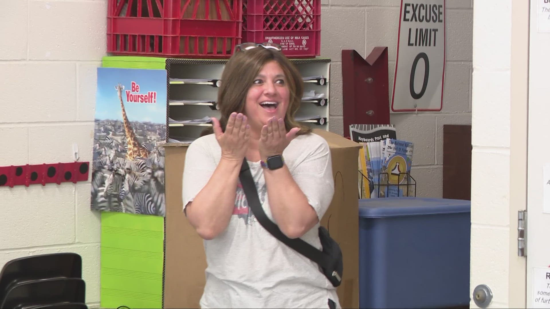 A teacher at Greenbriar Middle School in Parma received a very special surprise as she was welcomed back to the classroom after battling breast cancer.