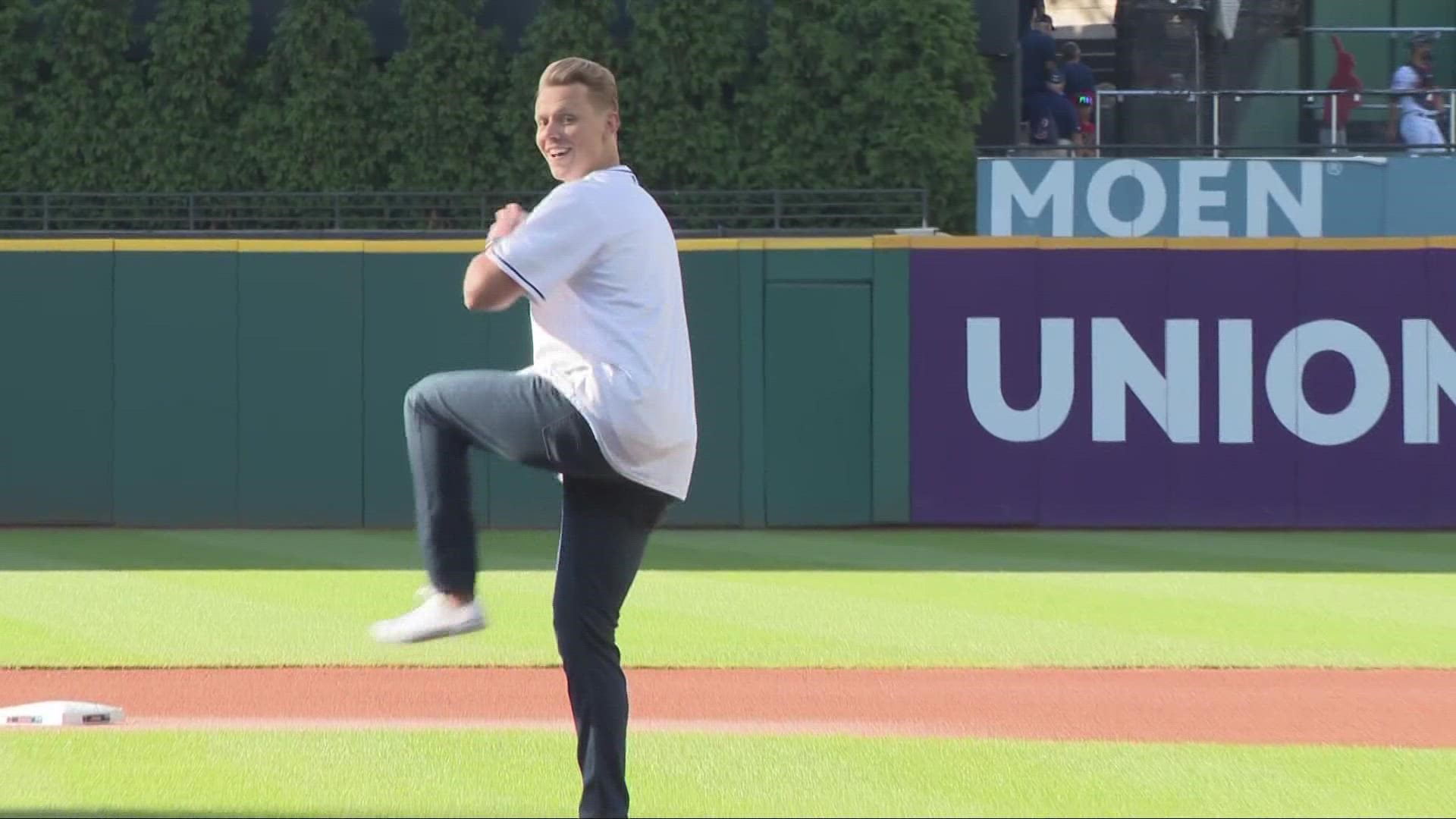 It was a big moment for our own Austin Love as he threw the ceremonial first pitch at a Cleveland Guardians game against the Minnesota Twins at Progressive Field.