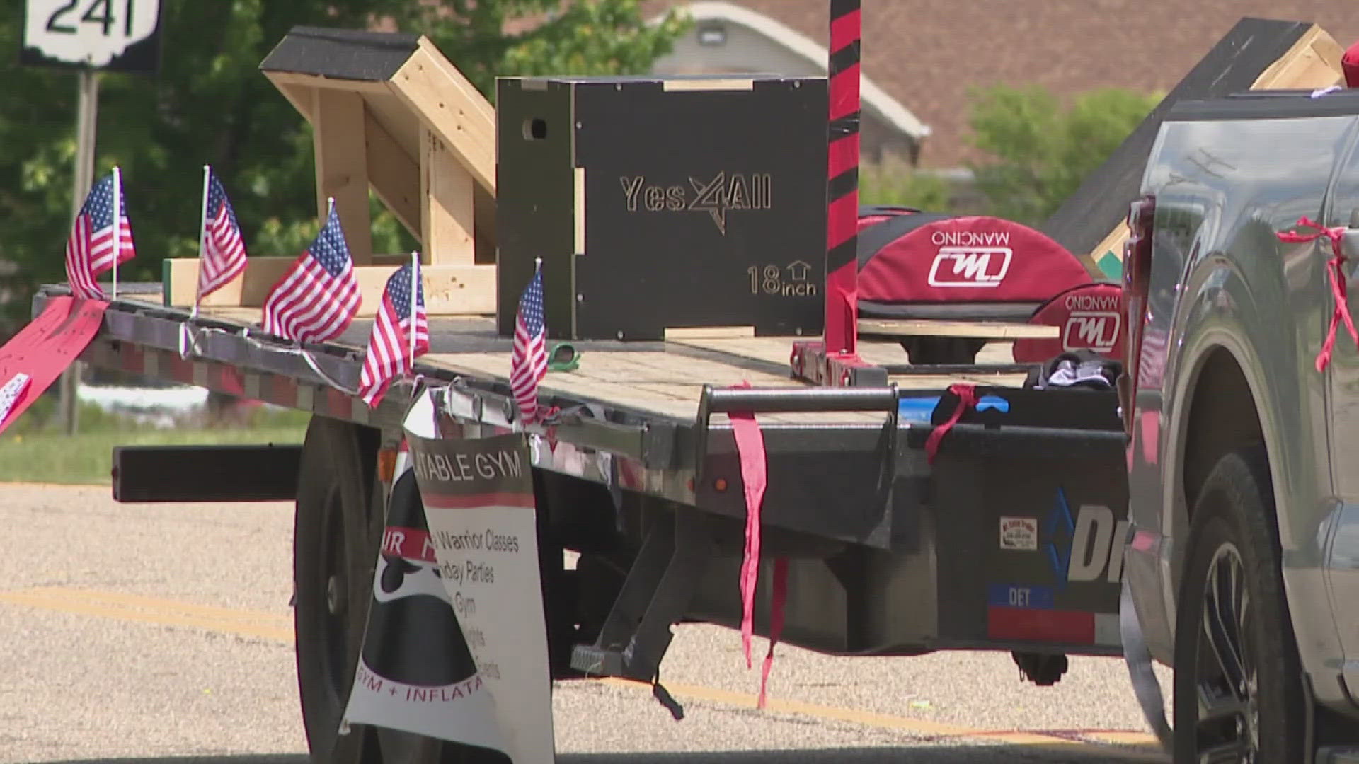 According to the Summit County Sheriff's Office and the City of Green, the child fell from the front of a parade trailer being pulled by a pickup truck. 