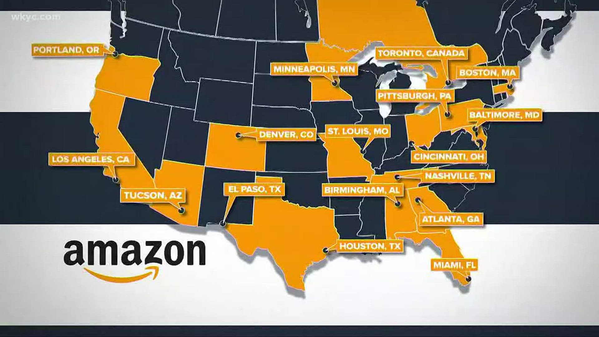 Jan. 18, 2018: Cleveland campaigned to bring Amazon's second headquarters to Northeast Ohio, but the attempts were unsuccessful. Amazon has narrowed their list of locations that could be home to their second headquarters -- and Cleveland is not one of the