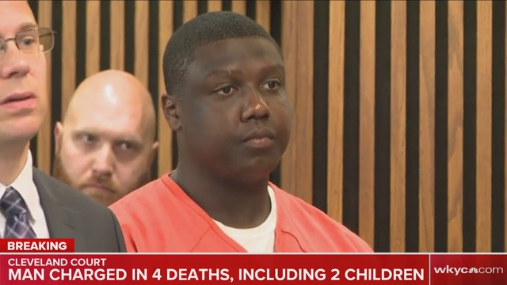 July 12, 2019: The man accused in the deaths of four people – including two children – is being held on $5 million bond. Armond Johnson, who has been charged with aggravated murder, made his first court appearance in the case Friday after his arrest earlier this week. A preliminary hearing has been set for July 25. Police say Johnson is the father of one of the children who died, 6-year-old Armond Johnson Jr.