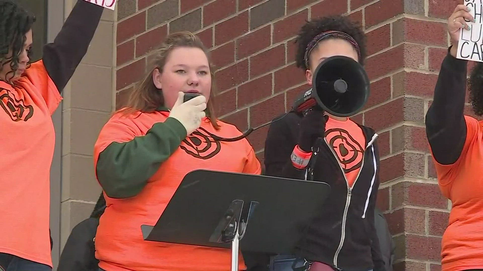 March 14, 2018: 'We are standing here because we know that we can defeat it. We are not afraid!' Those were the words of a Firestone High School student during the national walkout to protest gun violence.