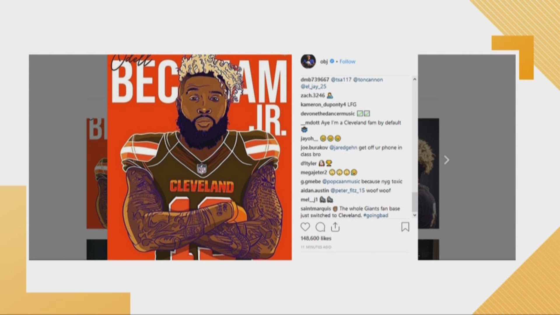 March 13, 2019: Hours after it was revealed he had been traded to the Cleveland Browns, Odell Beckham Jr. took to Instagram to celebrate the news.