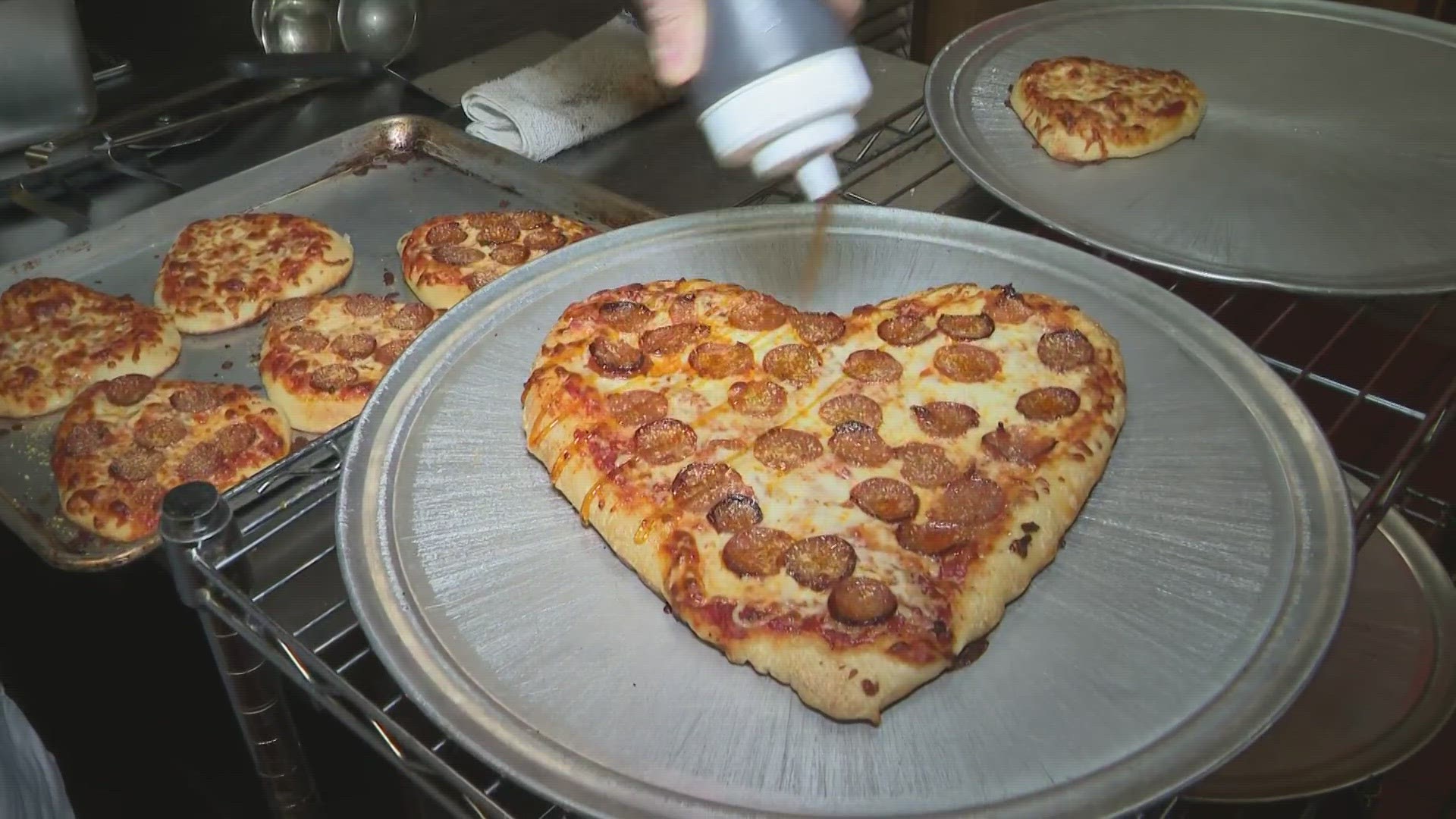 Who's hungry? Geraci's Slice Shop is serving up heart-shaped pizza for Valentine's Day.