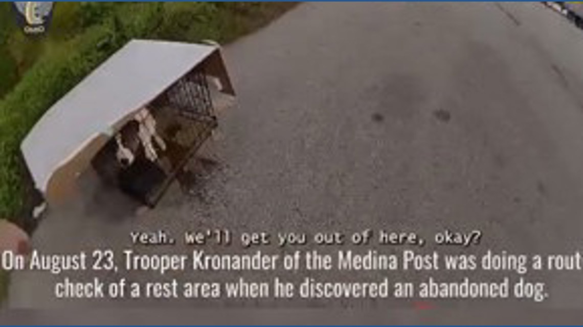 OSHP Trooper rescues abandoned puppy found in crate along I-71 in