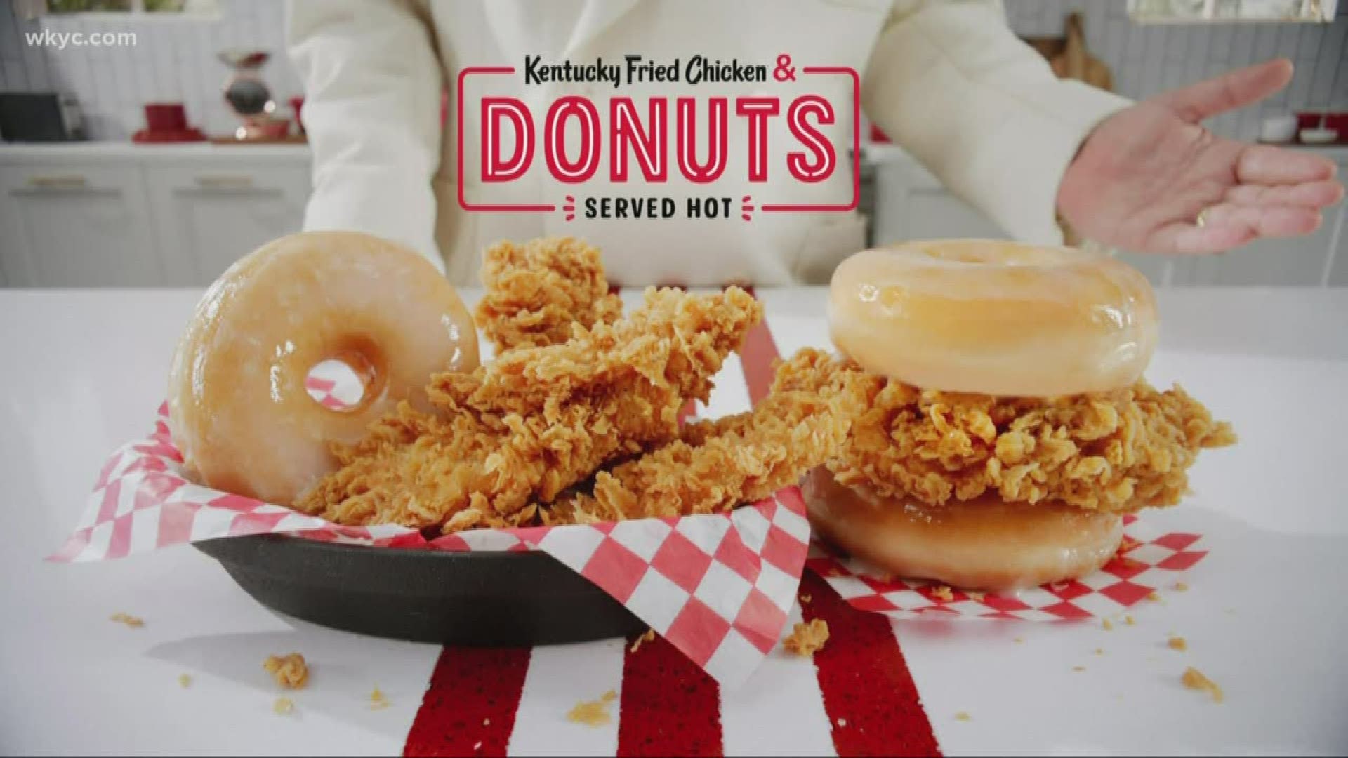 KFC launched their chicken and donuts sandwich nationwide Monday. Jay and Betsy give it a try on What's New.