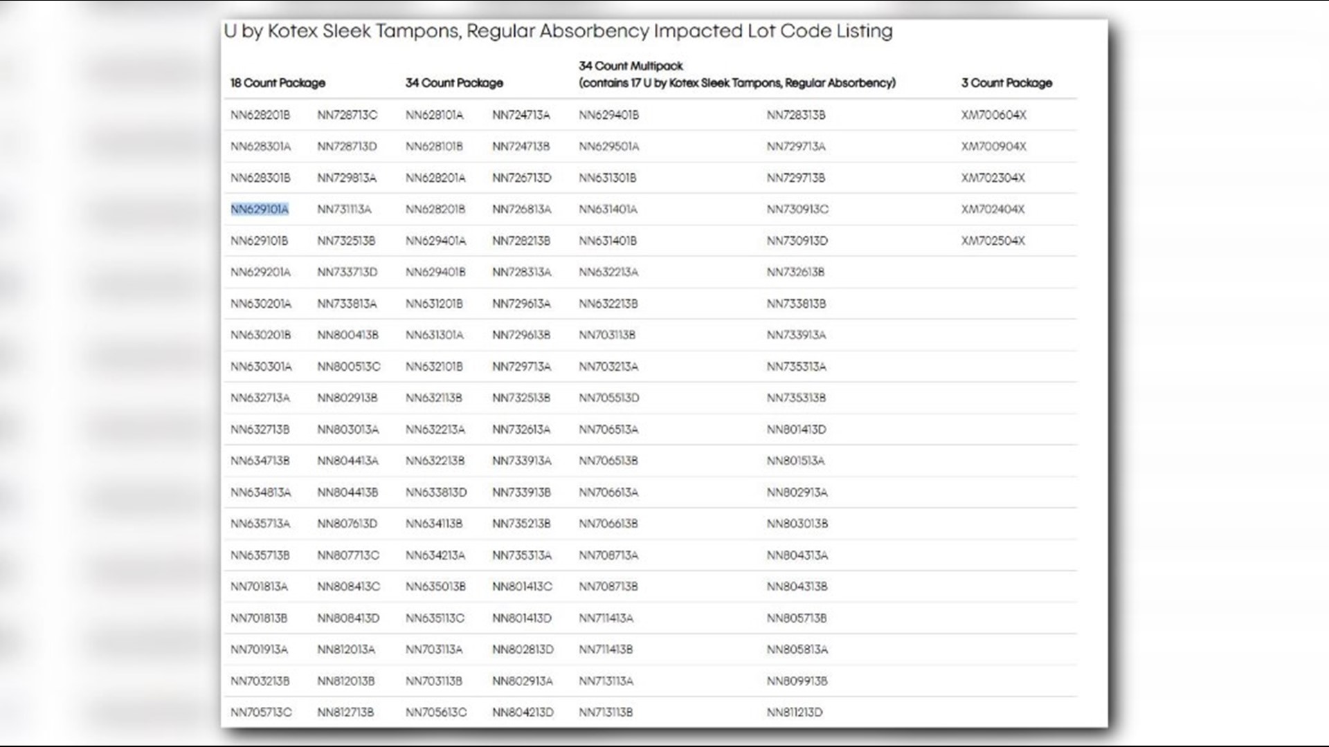 U by Kotex tampons recalled after reports of unraveling, pieces left in