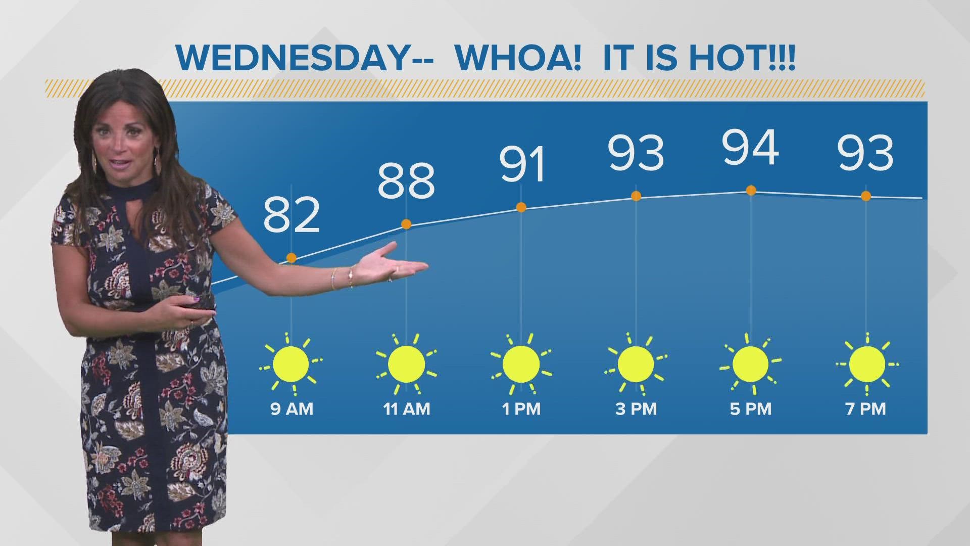 Extremely hot temperatures are here today. 3News' Hollie Strano has the hour-by-hour details in her morning weather forecast for Wednesday, June 15, 2022.