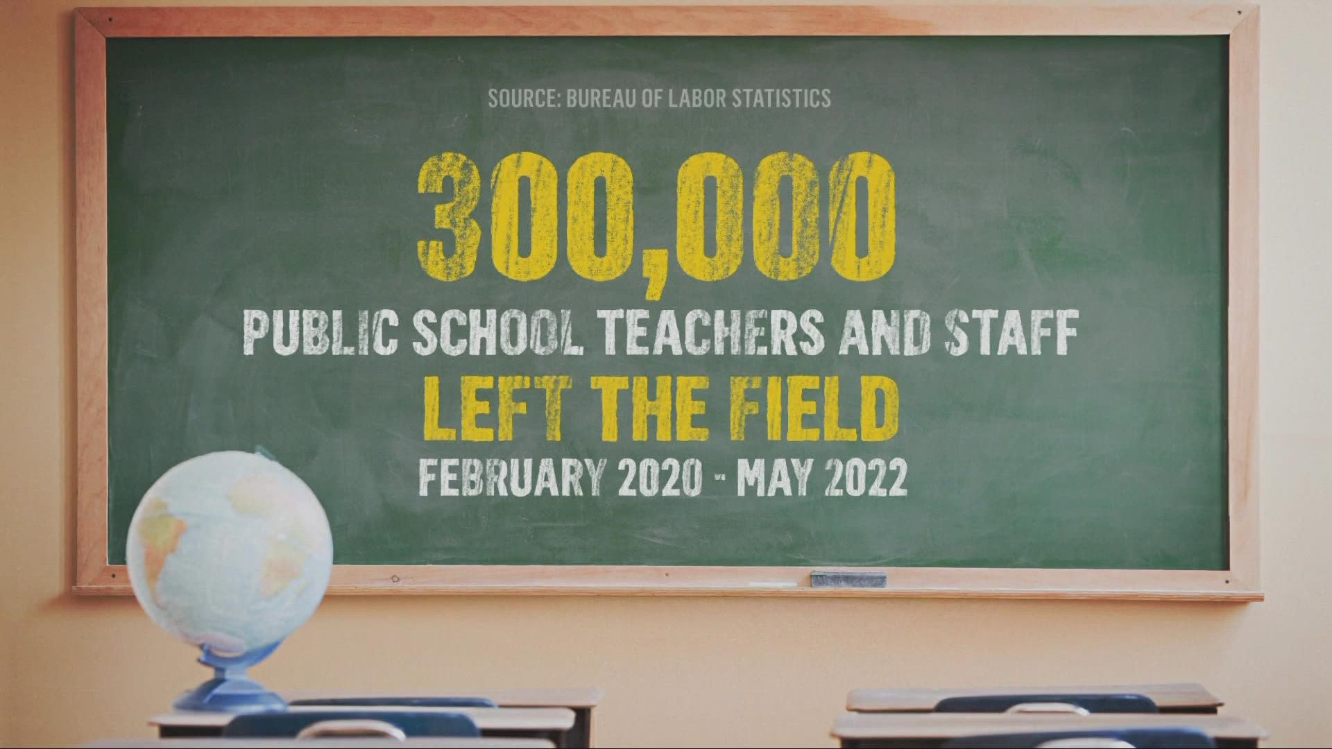 According to NBC News, 300,000 public school teachers and staff left the field between February 2020 and May 2022.