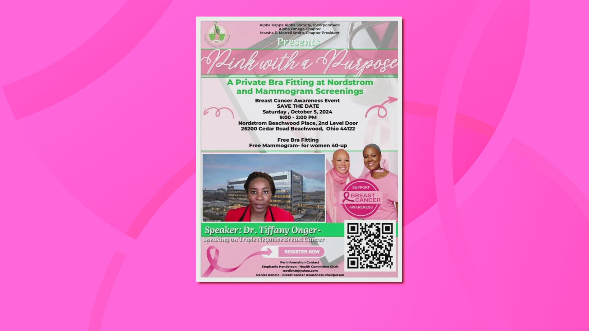 Marcia Moreell-Smith and Denise Randle if Alpha Kappa Alpha join 3 News GO! to discuss next weekend's 'Pink with a Purpose' breast cancer awareness event.