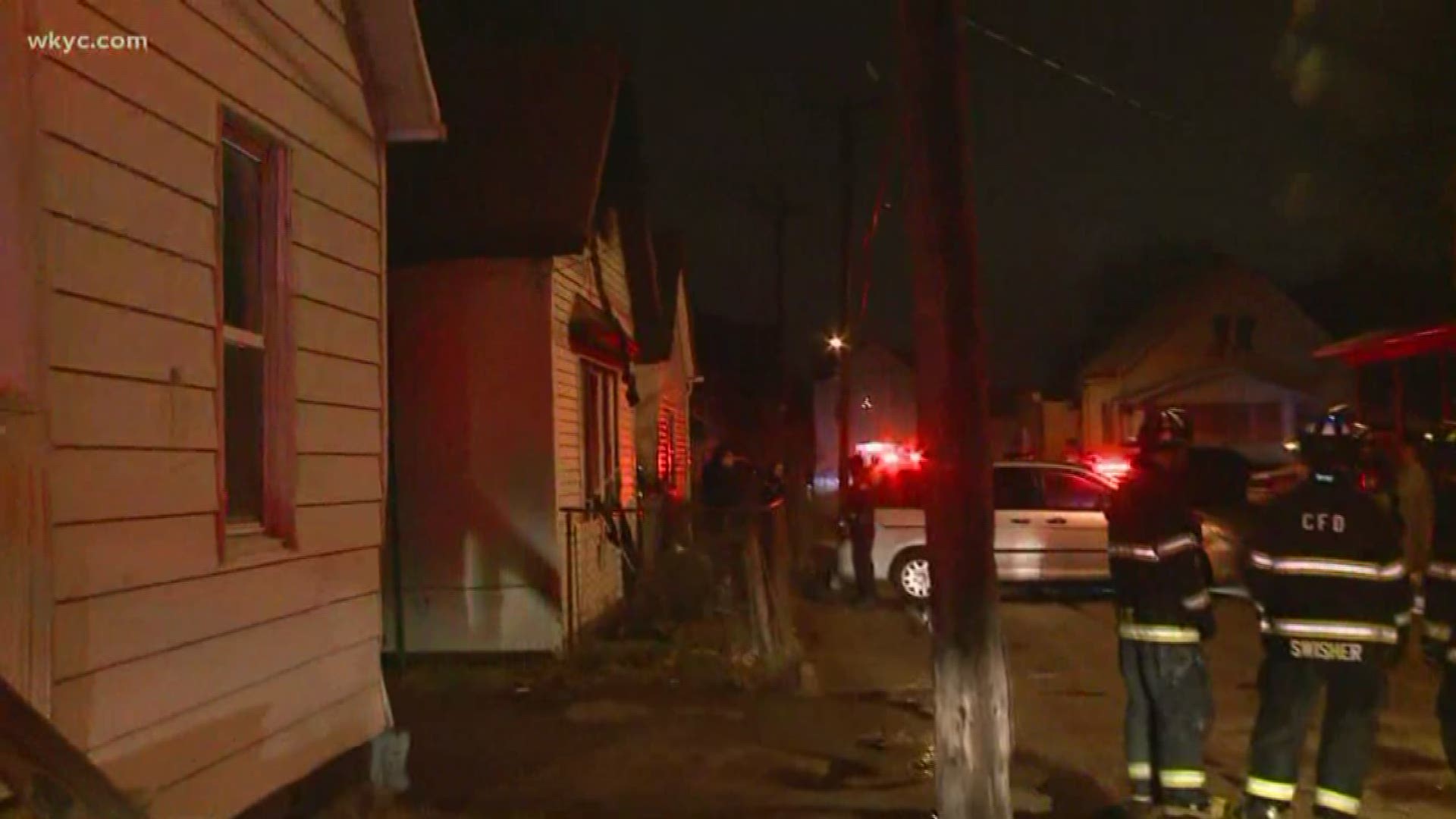Cleveland Fire responded to the scene on W. 47th Street around 5 a.m. Eight others - four adults and four children were also rescued.