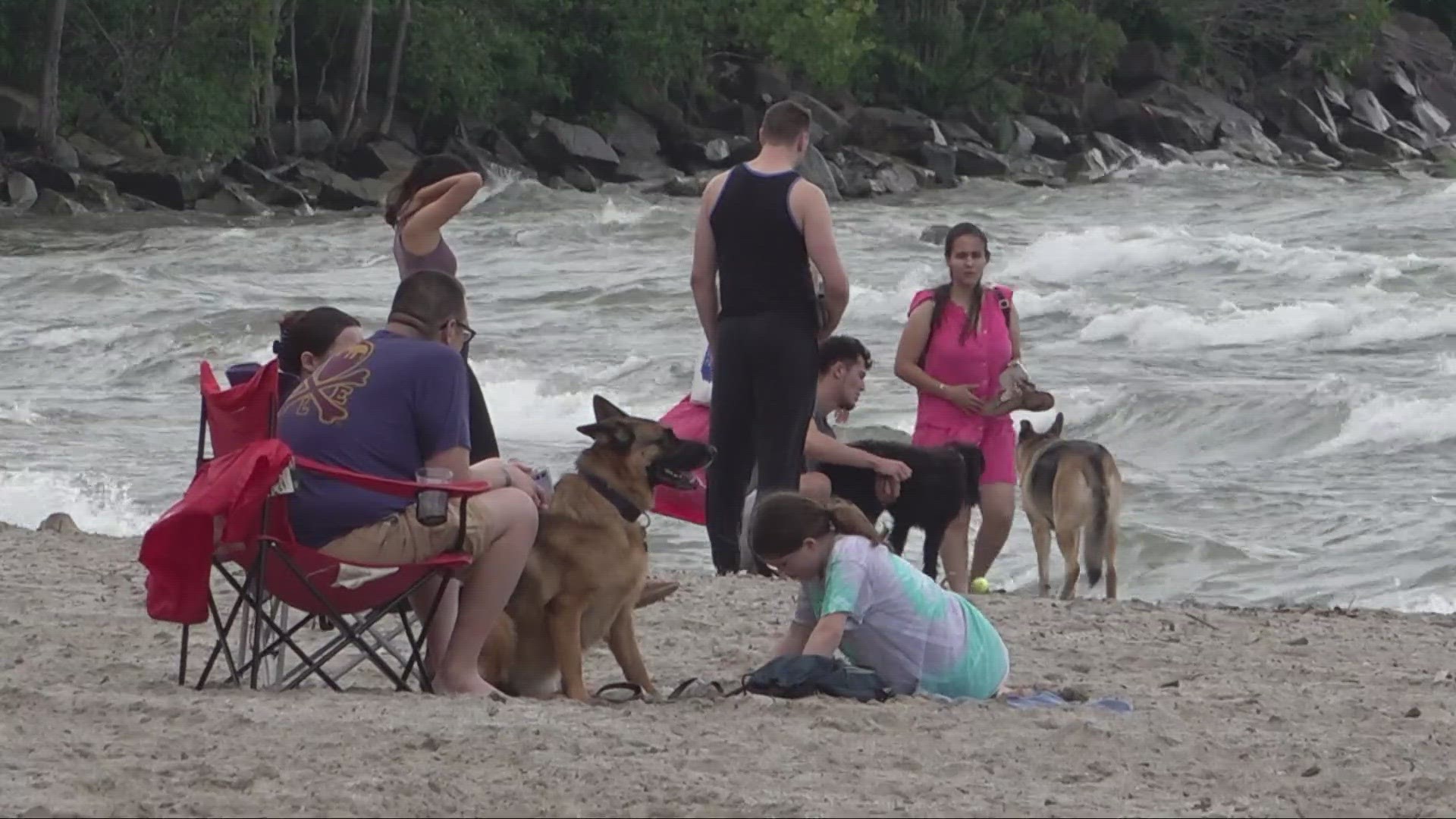 Visitors are being advised to avoid contact with the water and wood debris at Edgewater Beach.