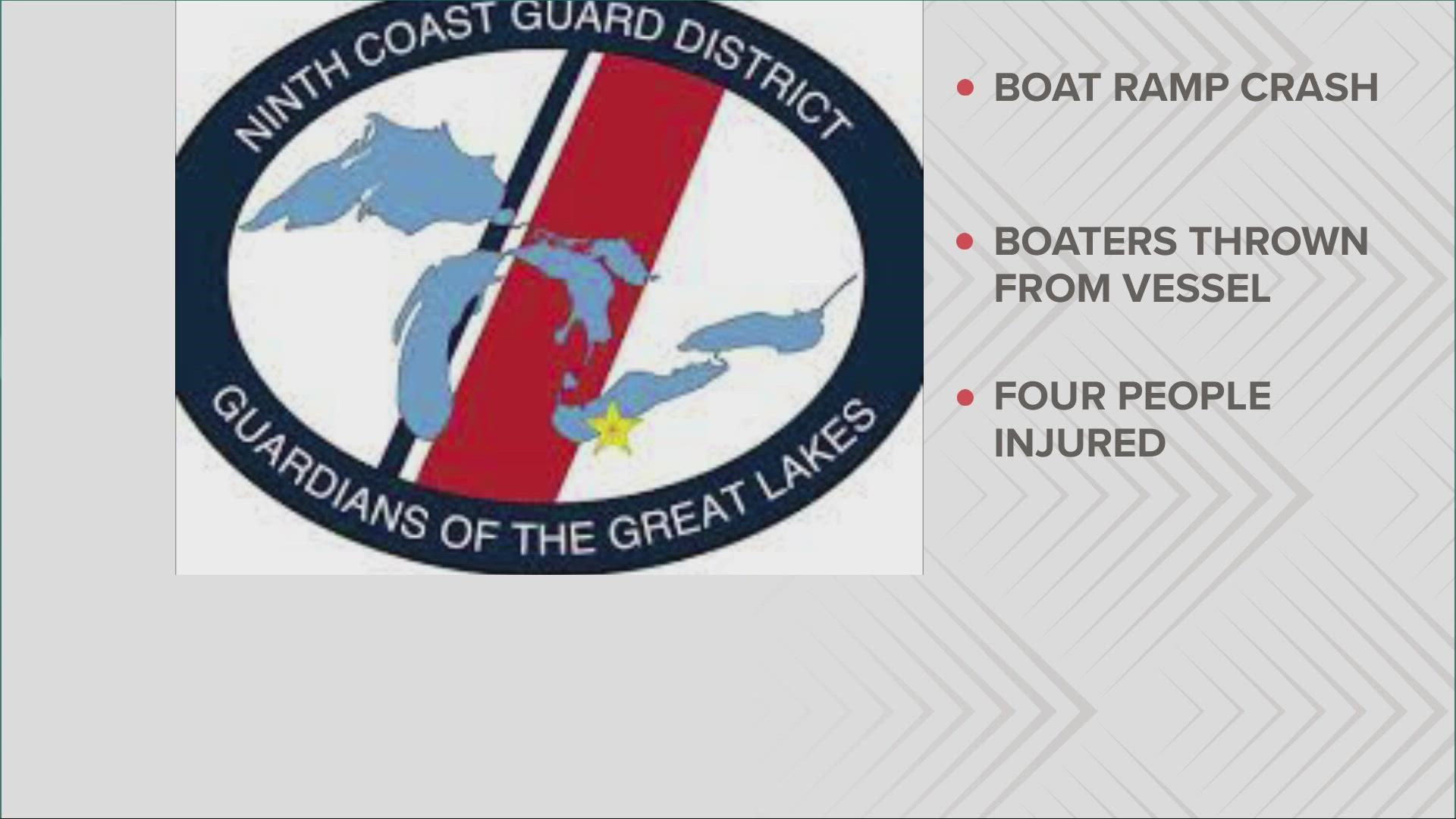 According to the U.S. Coast Guard Great Lakes, four were injured.