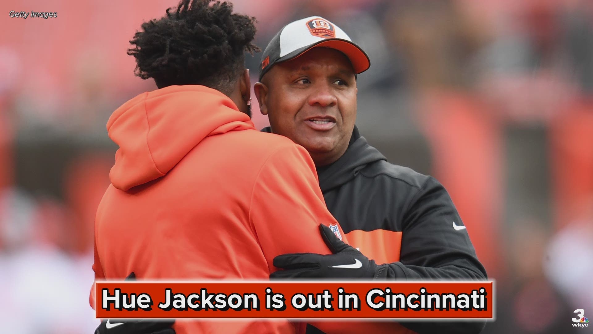 Former Cleveland Browns coach Hue Jackson reportedly has been relieved of his duties with the Cincinnati Bengals.