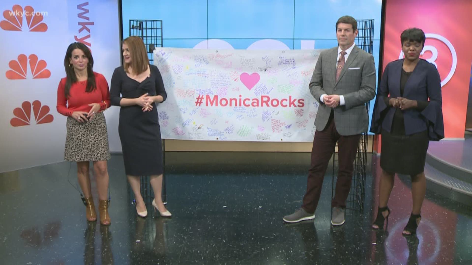 Maureen Kyle, Hollie Strano, Dave Chudowsky and Danielle Wiggins offer their best wishes to their colleague Monica Robins after her brain tumor diagnosis.