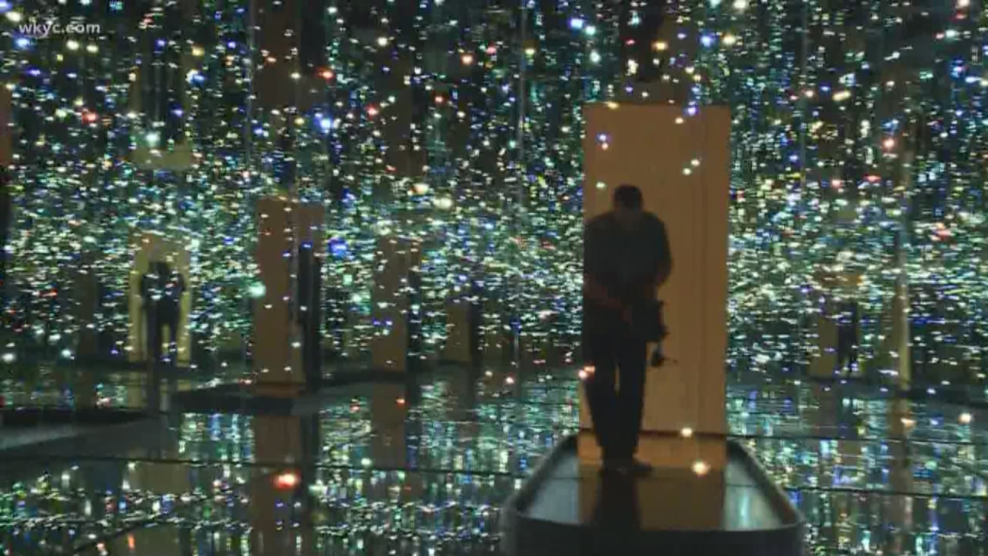 July 16, 2018: We step inside one of the Infinity Mirrors exhibit at the Cleveland Museum of Art.