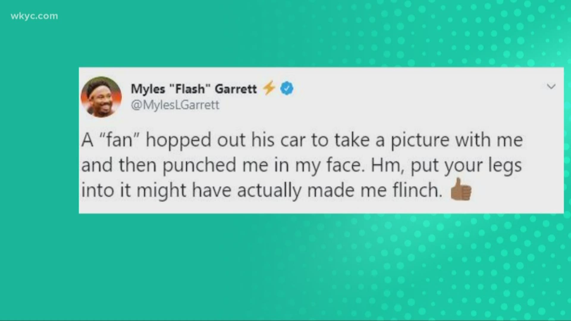 Cleveland Browns Myles Garrett is punched in the face by 'fan'