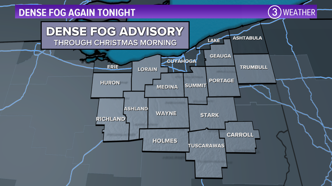 Dense Fog Advisory for much of northeast Ohio