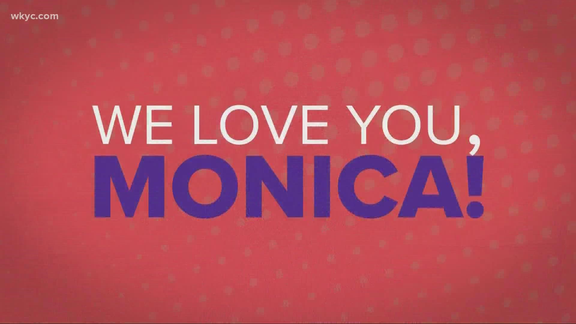 Monica's coworkers sent her well wishes as she prepares to go in for surgery on a brain tumor.