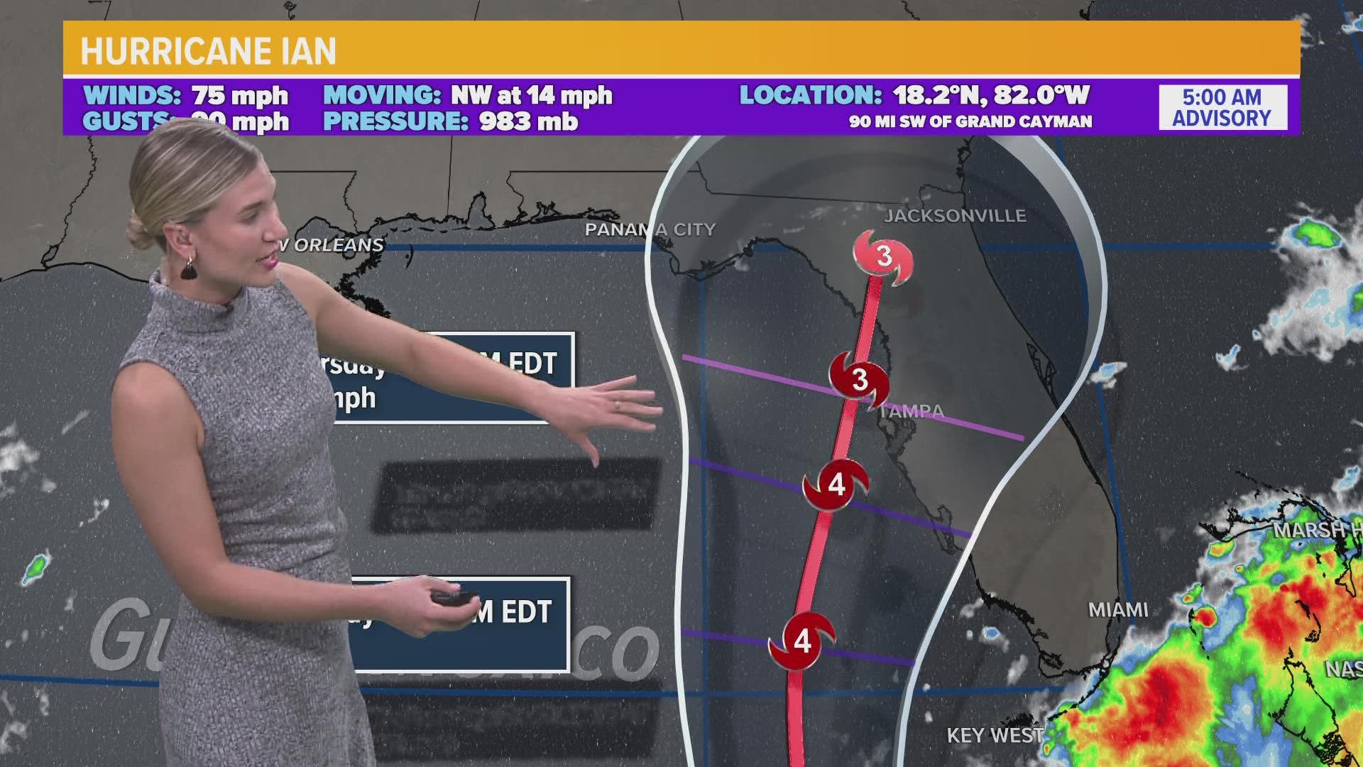 It's official. Ian has been upgraded to a hurricane. 3News' Payton Domschke has an updated look at the storm's path as it approaches the Florida coast.