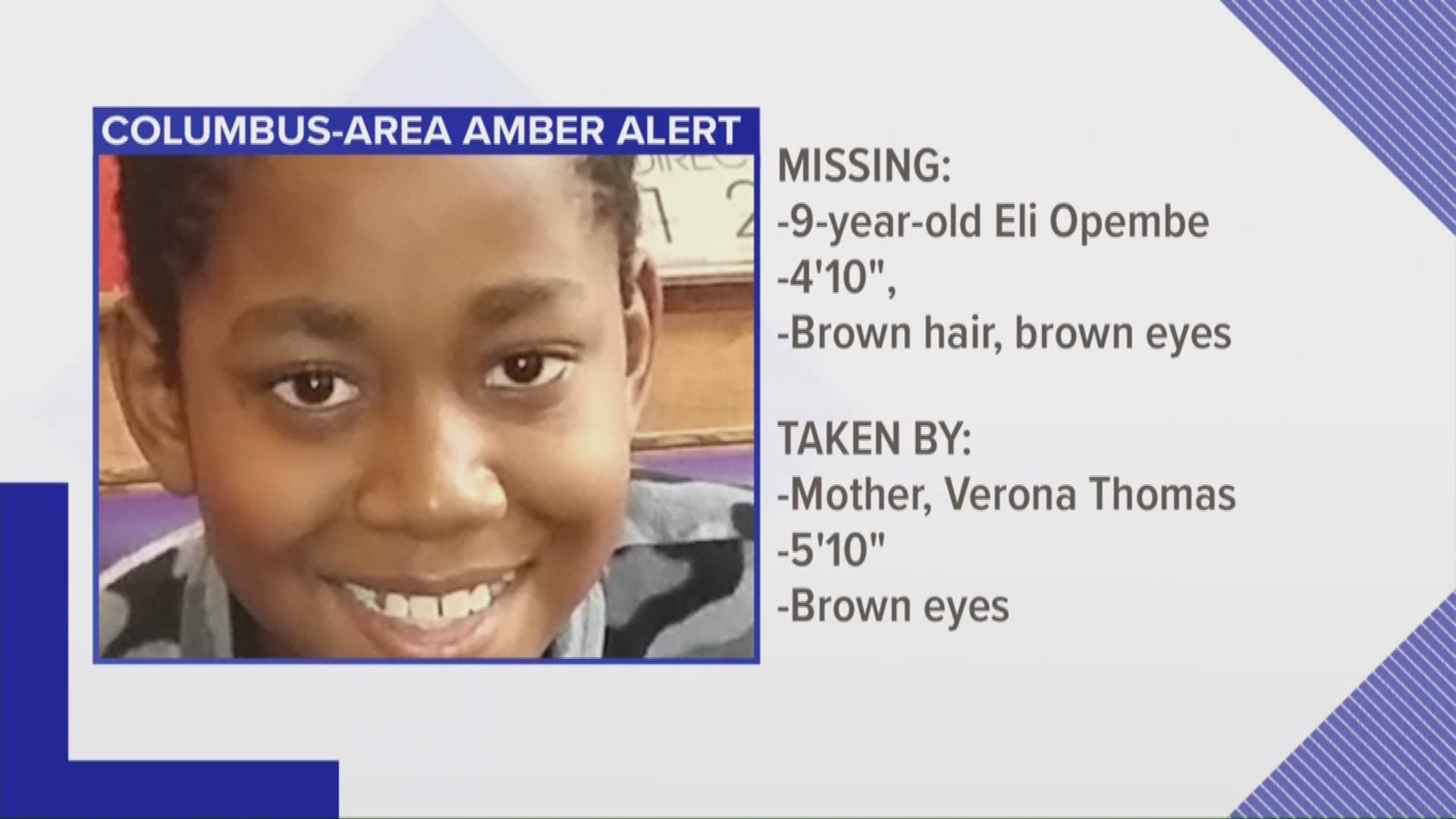 Statewide AMBER Alert issued for 9-year-old Columbus boy