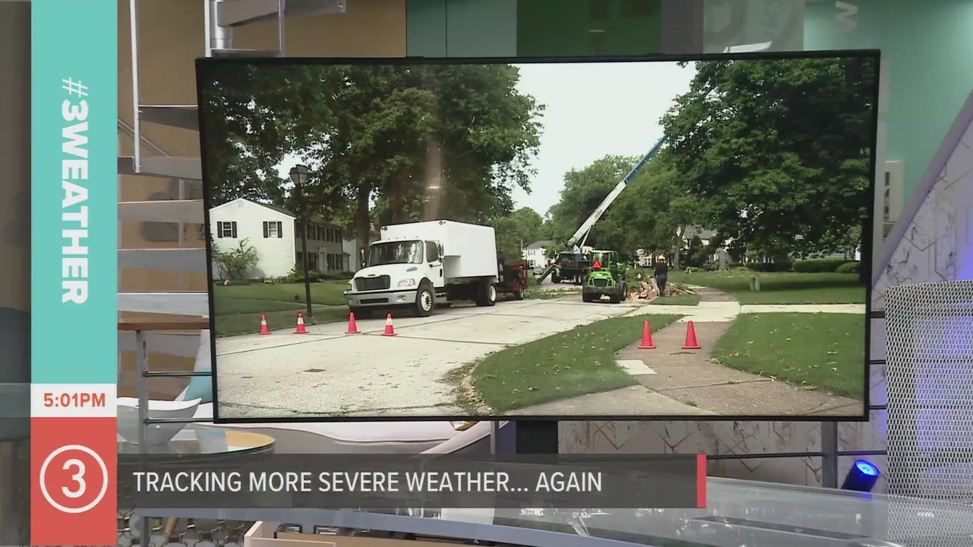 Storm cleanup continues in places like Bay Village.
