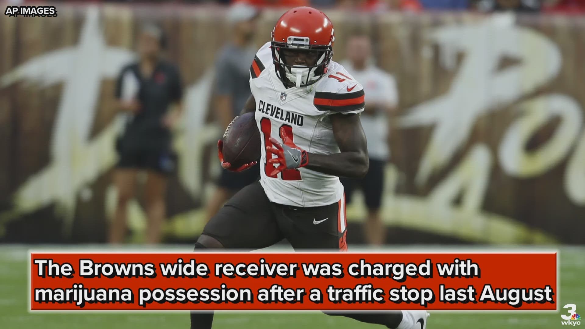 Cleveland Browns wide receiver Antonio Callaway was charged with marijuana possession after a traffic stop last August.