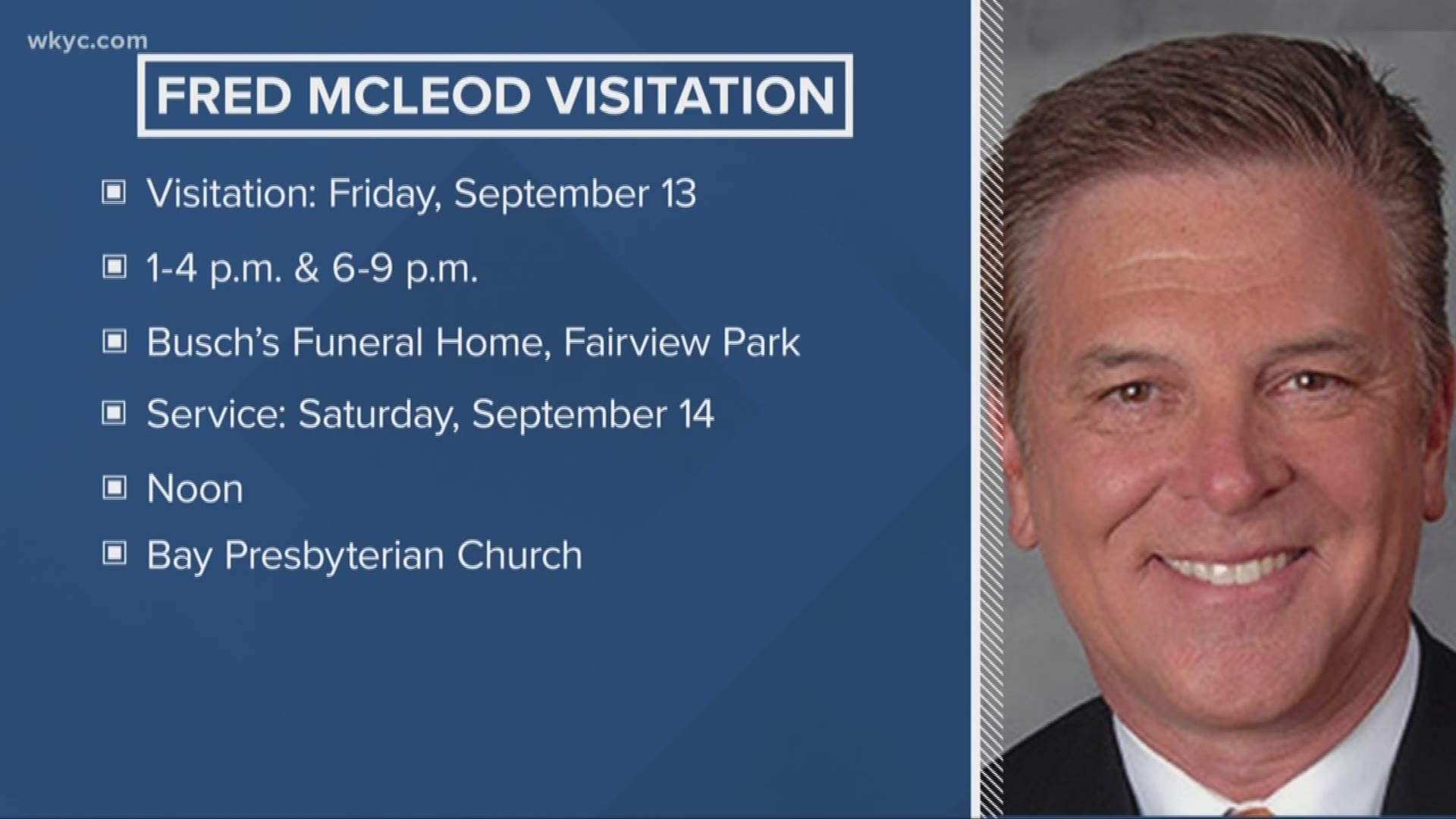 McLeod’s family will receive friends this Friday, September 13th from 1-4 p.m. and 6-9 p.m. at Busch’s funeral home in Fairview Park. On Saturday, September 14th, McLeod’s funeral service will take place at noon at the Bay Presbyterian Church in Bay Village. The Cavaliers will live stream the funeral service at Cavs.com.