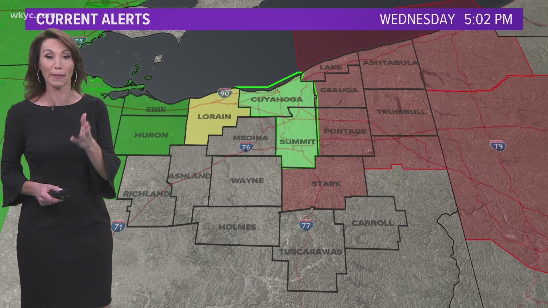 A tornado warning was also active for part of Ashtabula County, but has since expired.