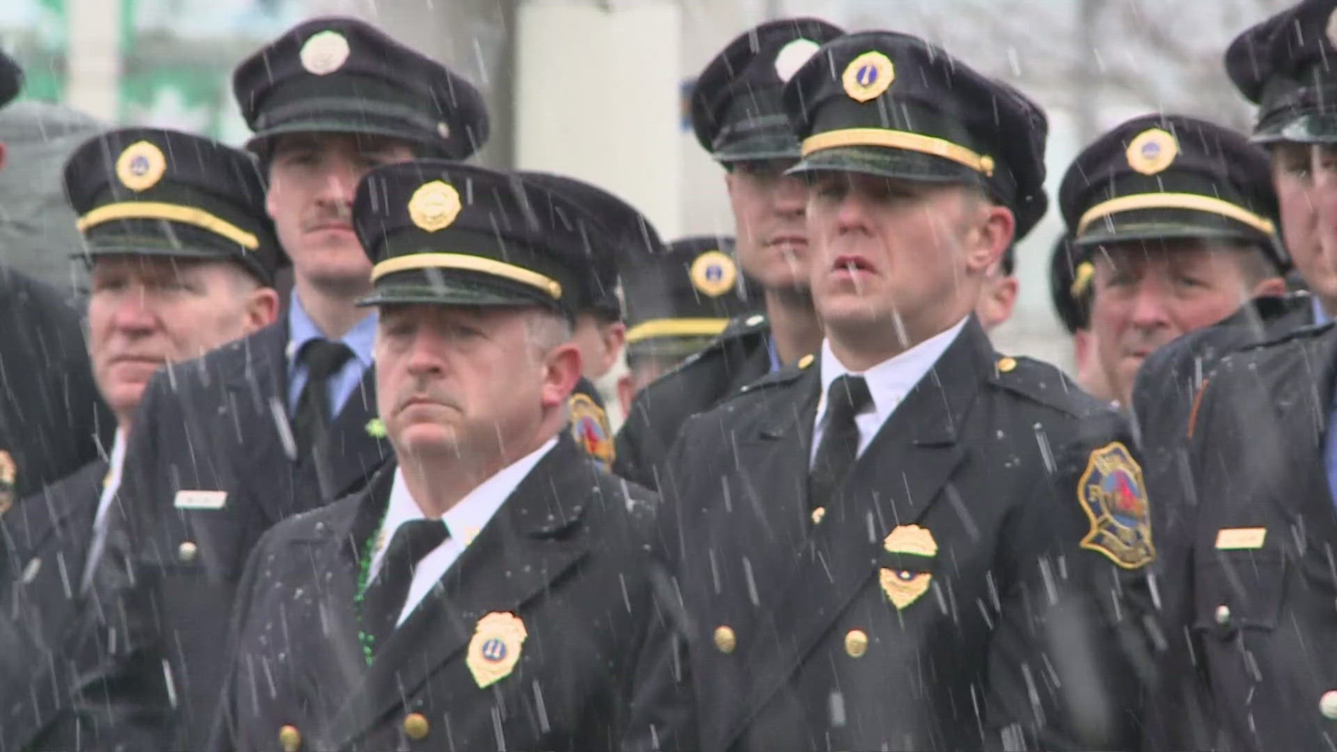 The service honored fallen firefighter Johnny Tetrick, among others.