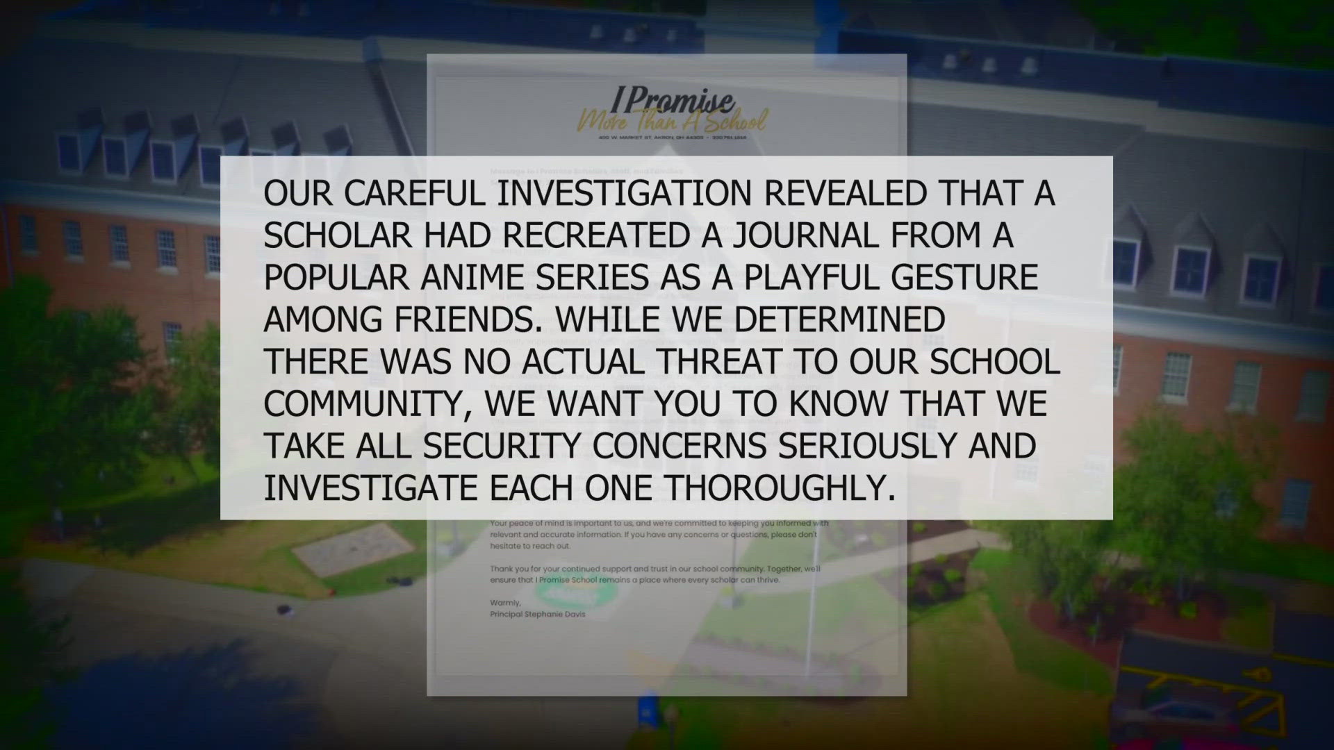 The school told parents the matter was investigated and that 'no actual threat' was found, but teachers claim the situation is not being taken seriously enough.