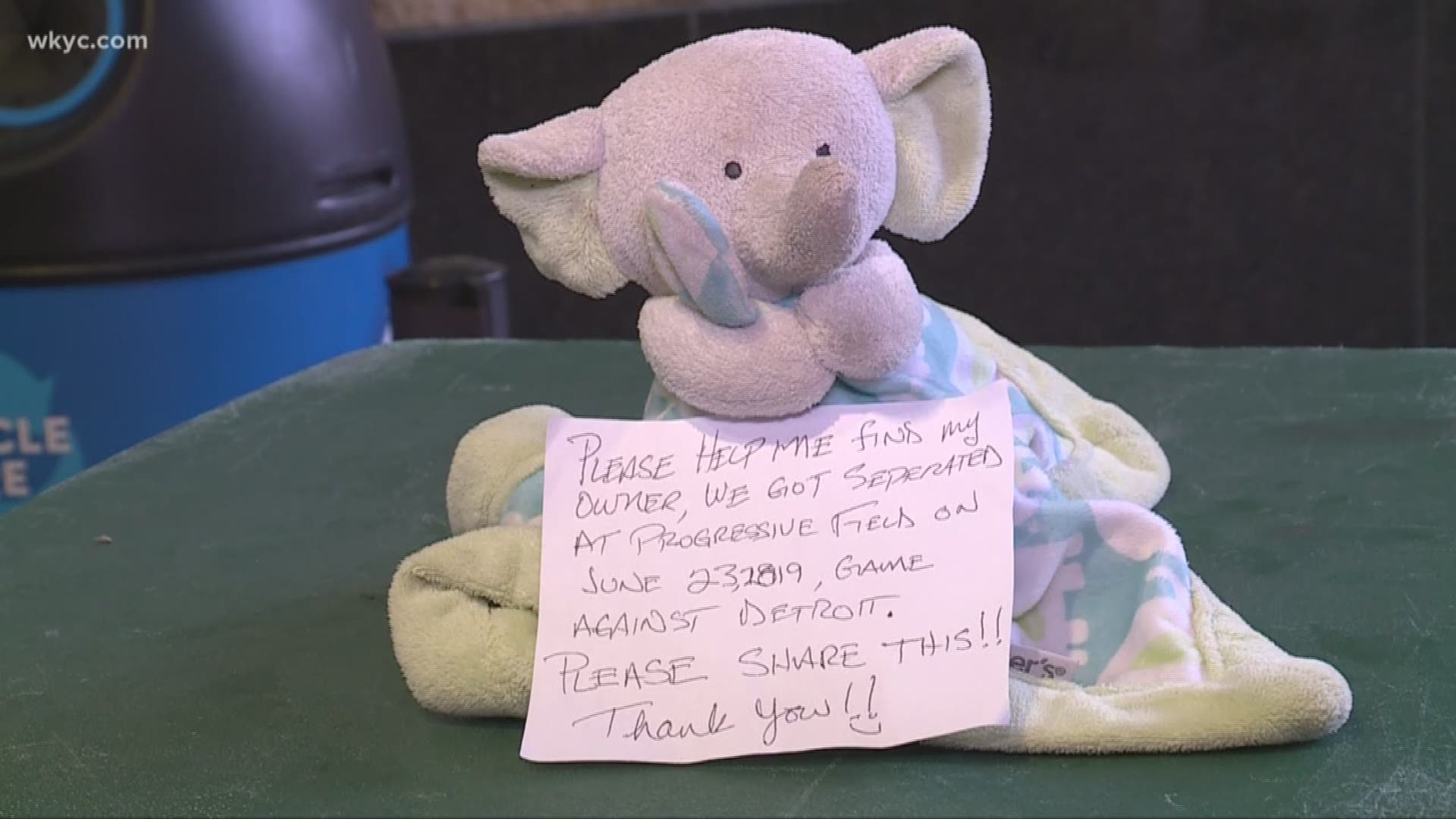 June 26, 2019: We have some great news! Woobie's owner has been found! The Cleveland Indians were on a mission to find the young fan who lost their stuffed elephant at the ballpark. Thankfully, they found the lost toy's owner! The saga started when Larry Scavnicky, concession supervisor at Tribe games, posted a photo on Facebook of a children's elephant stuffed animal holding a blanket he apparently found at Progressive Field following Sunday's game.