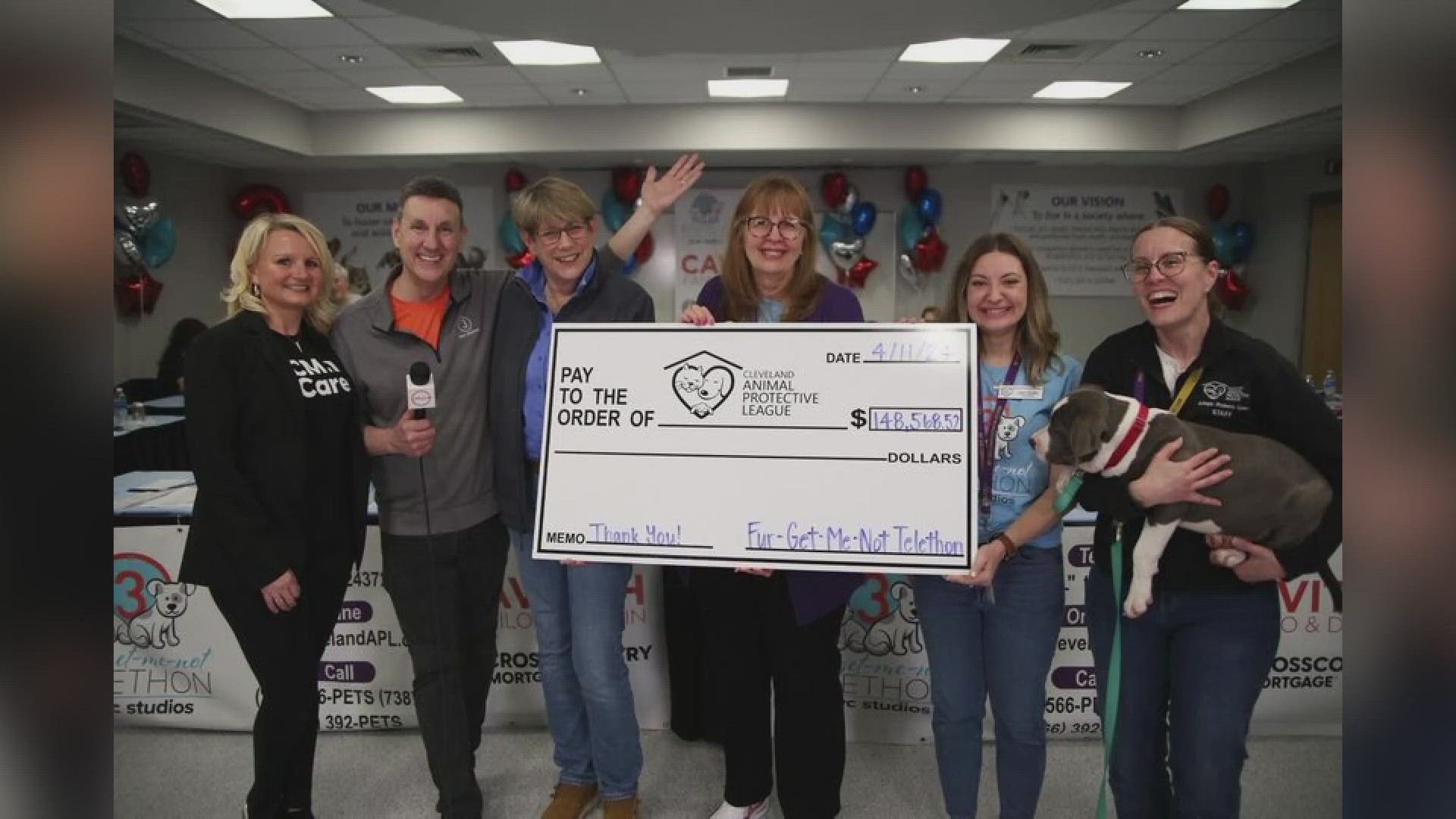 As of Thursday evening, the total money raised during the Fur-Get-Me-Not" Telethon thus far is $148,568.57.