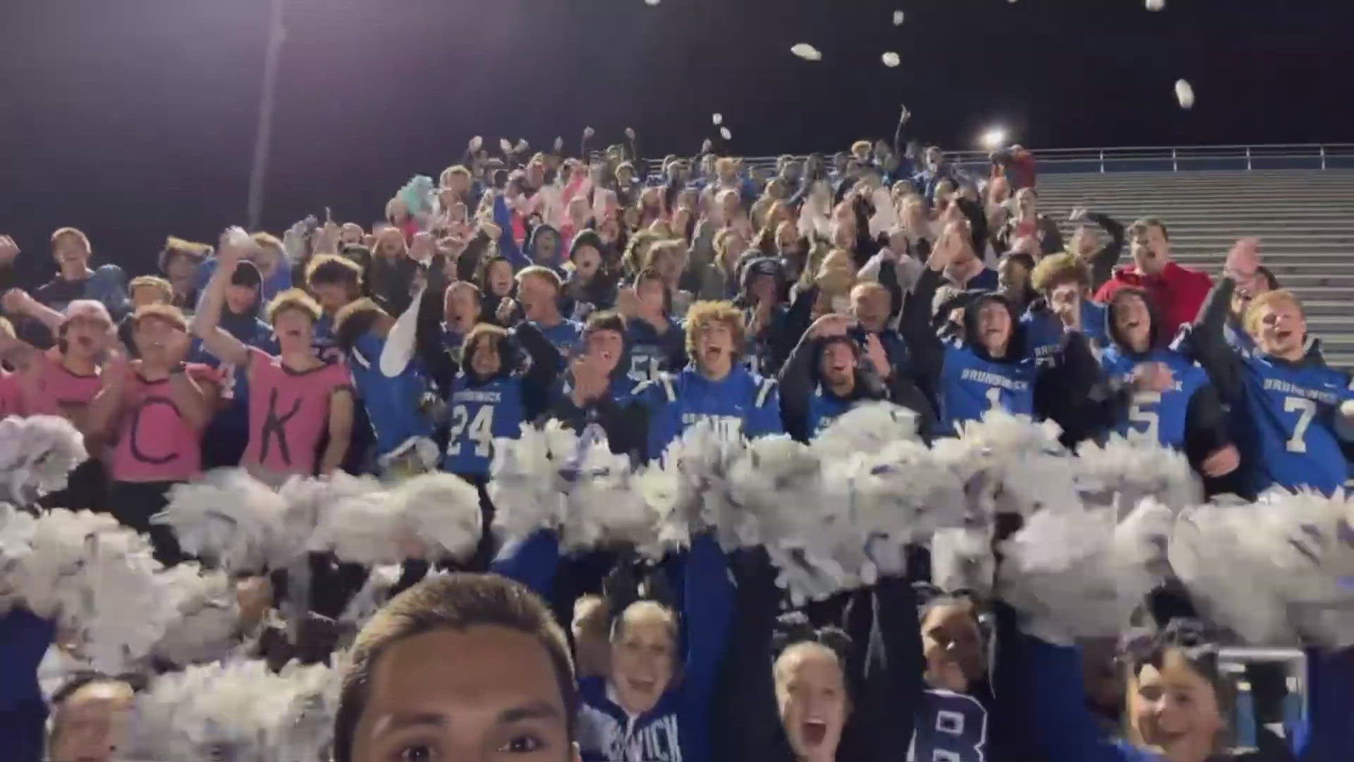 And the crowd goes wild! Here's one of the moments we had with Brunswick High School for Friday Football Fever.