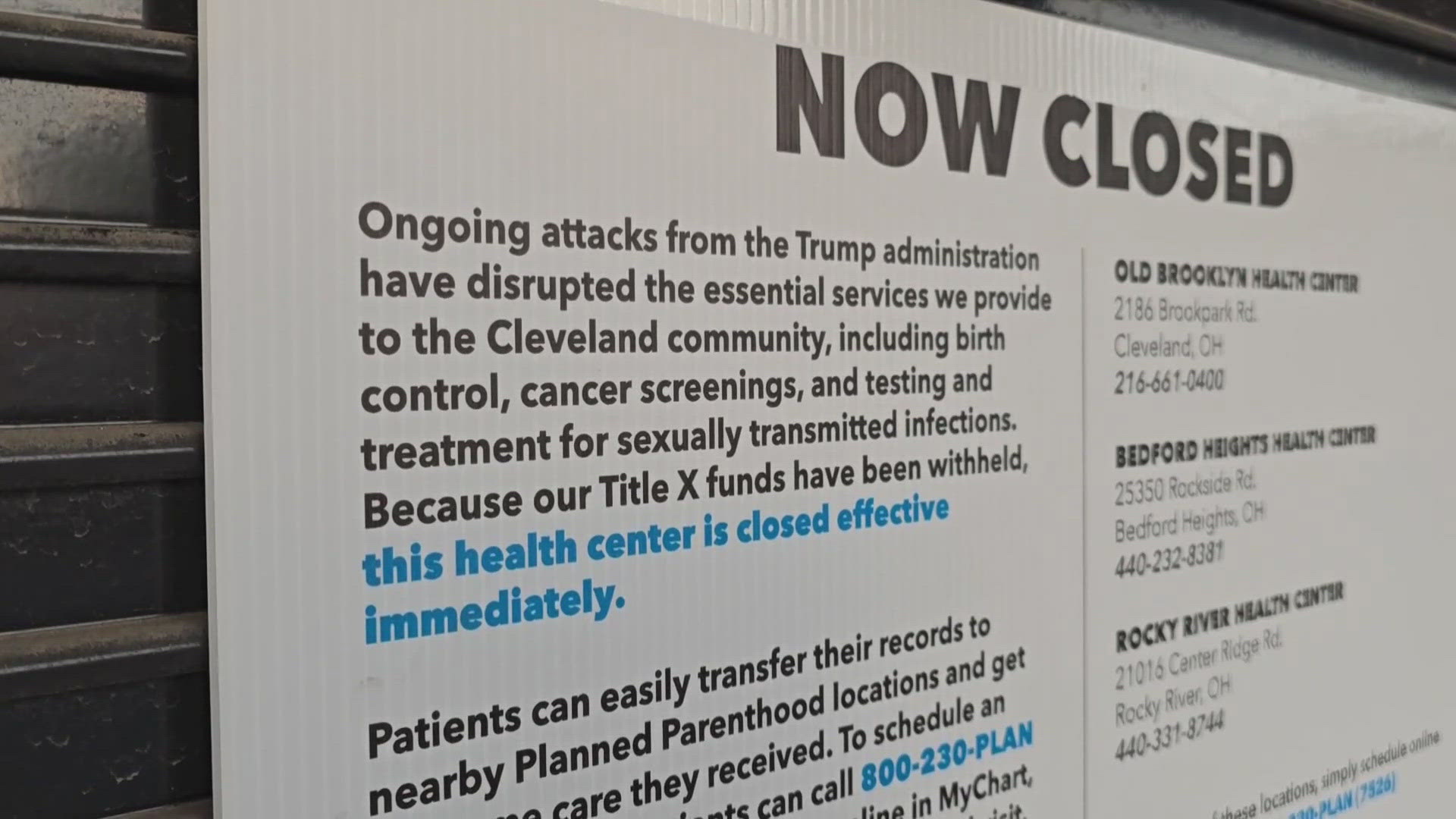 Planned Parenthood of Greater Ohio said one of the "driving factors" behind the closure was the Trump administration's freezing of Title X funds