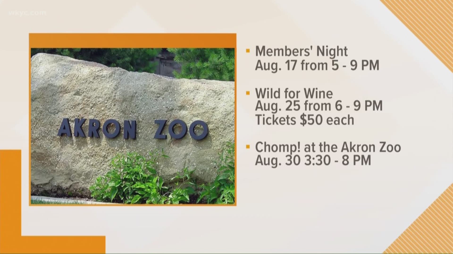 Aug. 13, 2018: We have a look at some of the events coming soon to the Akron Zoo.