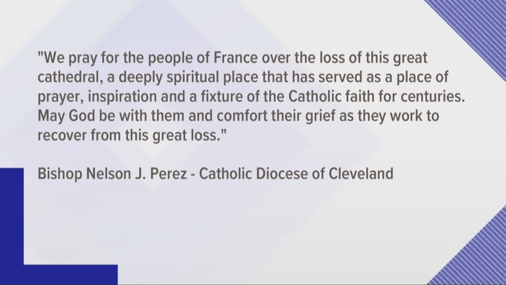 Bishop Perez issues statement on fire at Notre Dame