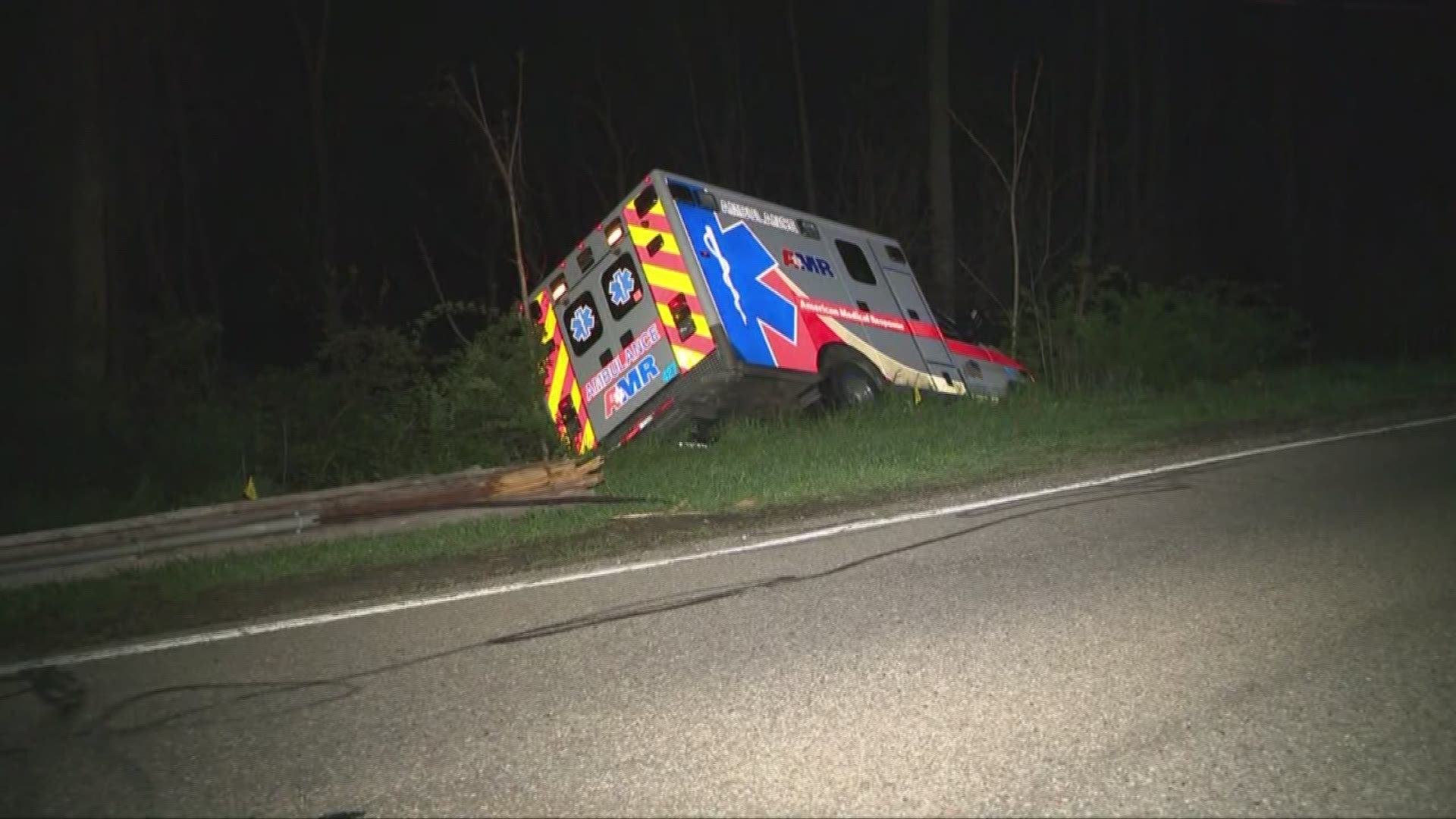 May 8, 2018: Akron police are searching for the person who stole an ambulance before crashing it early Tuesday morning. The ambulance slammed into a utility pole near the intersection of Merriman and Treaty Line roads.