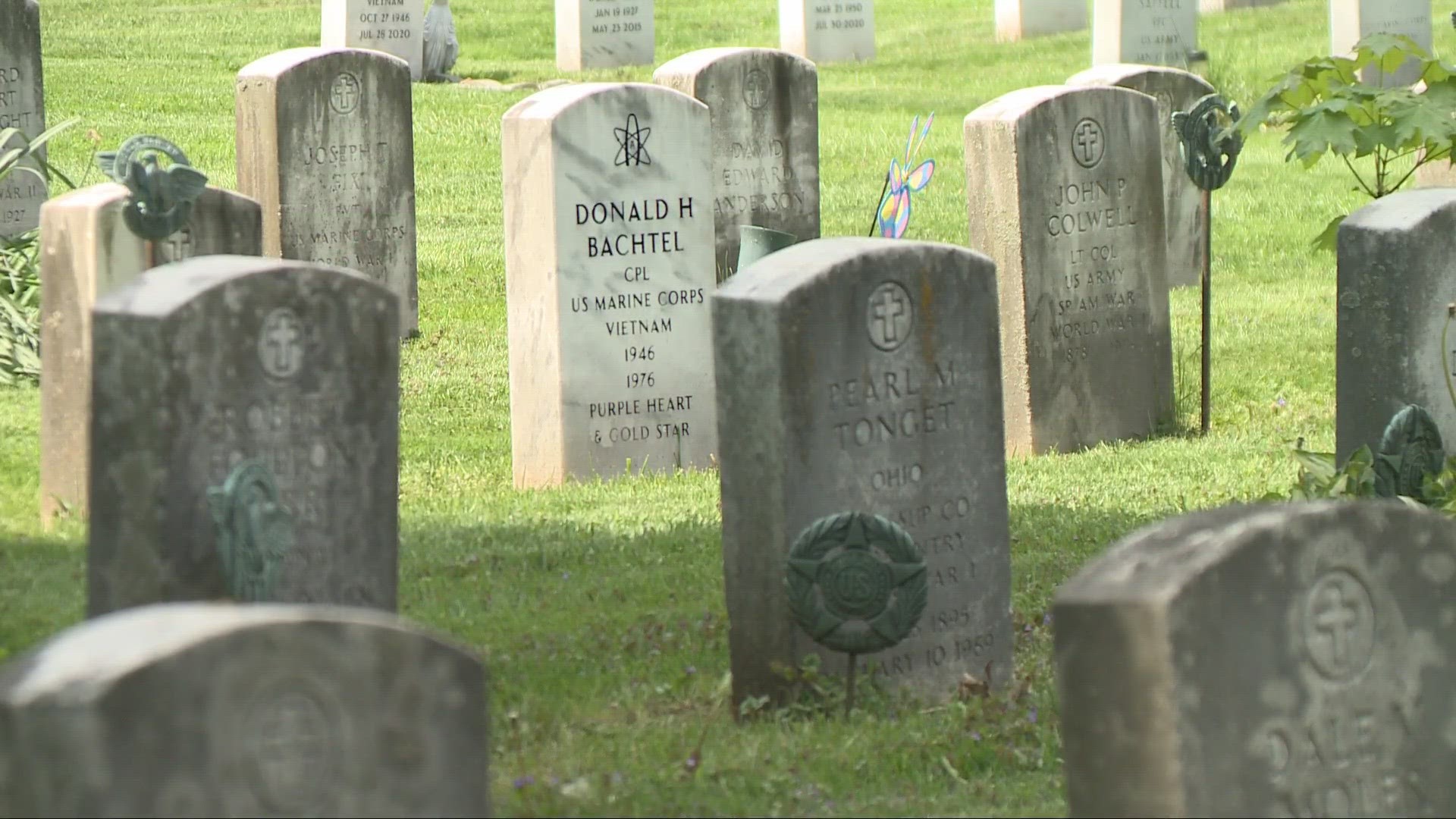 The 370-plus headstones in the cemetery's military section got a federally-approved spring cleaning, just in time for this weekend.