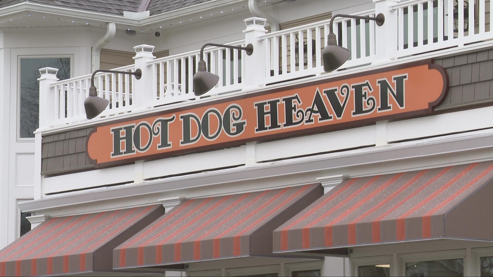 More than 19 months after it went up in flames in an overnight fire, the Hot Dog Heaven restaurant is back in Amherst.