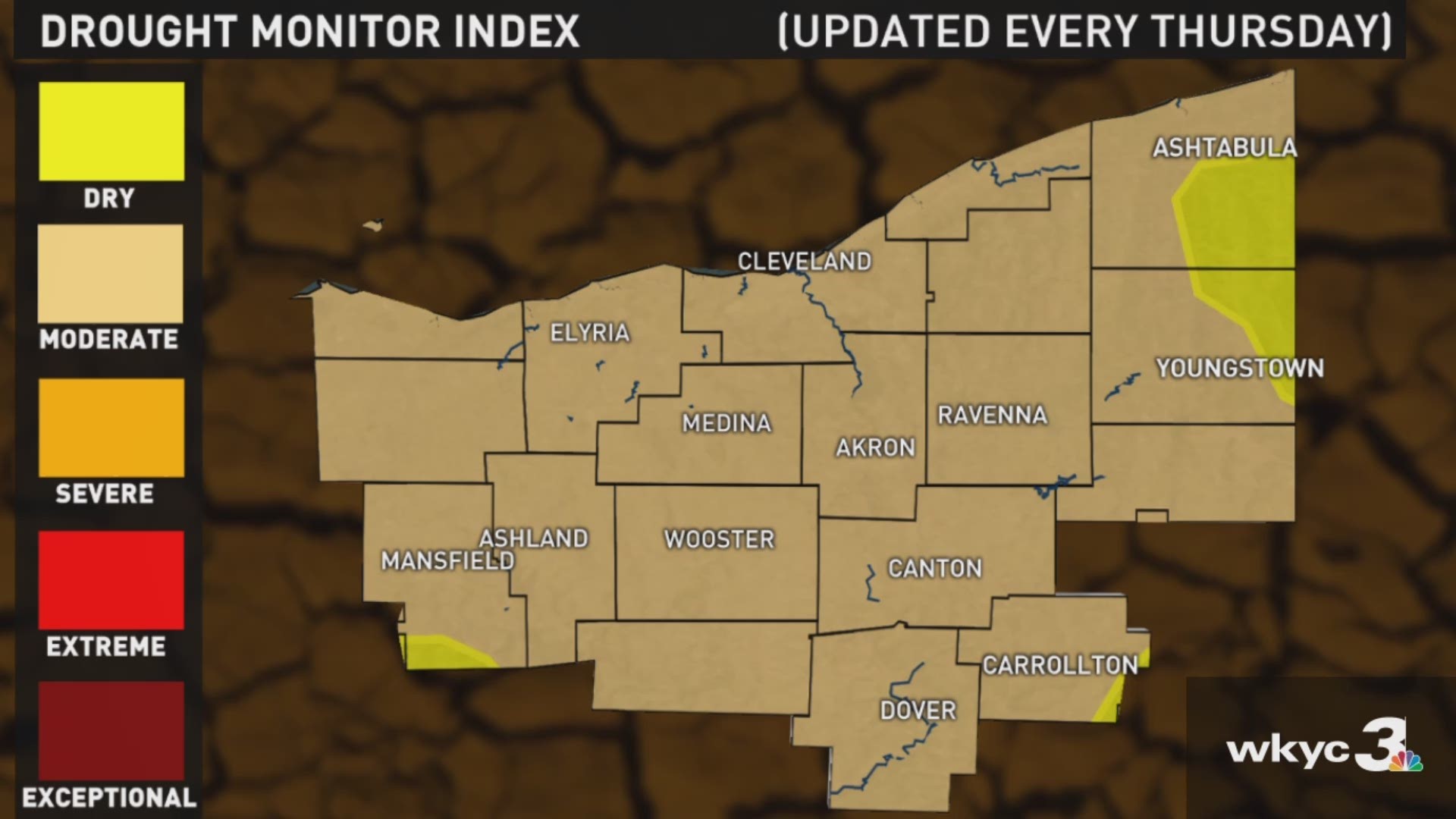 Moderate drought now covers 34% of Ohio.