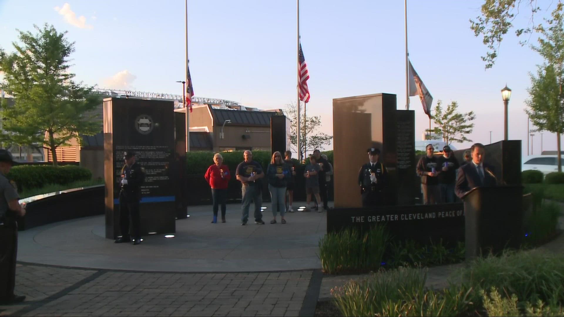 The vigil, honoring those police officers who have fallen in the line of duty, is one of many events commemorating Police Week in Cleveland.