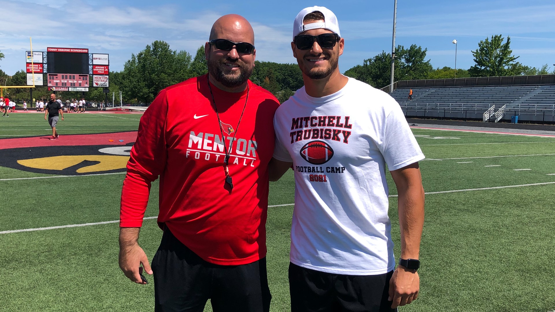 Buffalo Bills quarterback Mitchell Trubisky held a youth football camp at his alma mater, Mentor High School, this week.