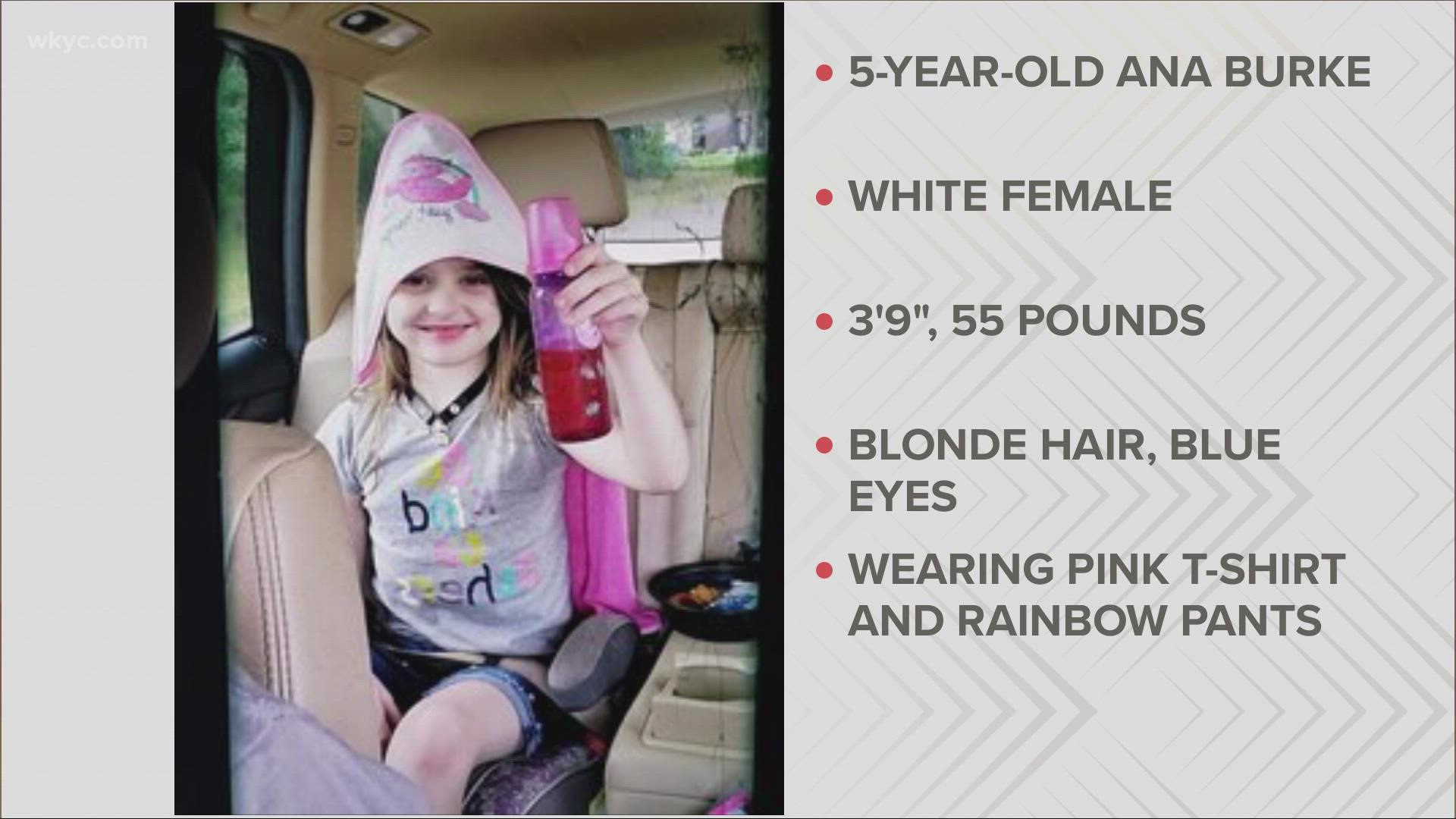 Authorities are asking for the public's help in finding 5-year-old Ana Burke, who was last seen in Canton on Thursday afternoon.