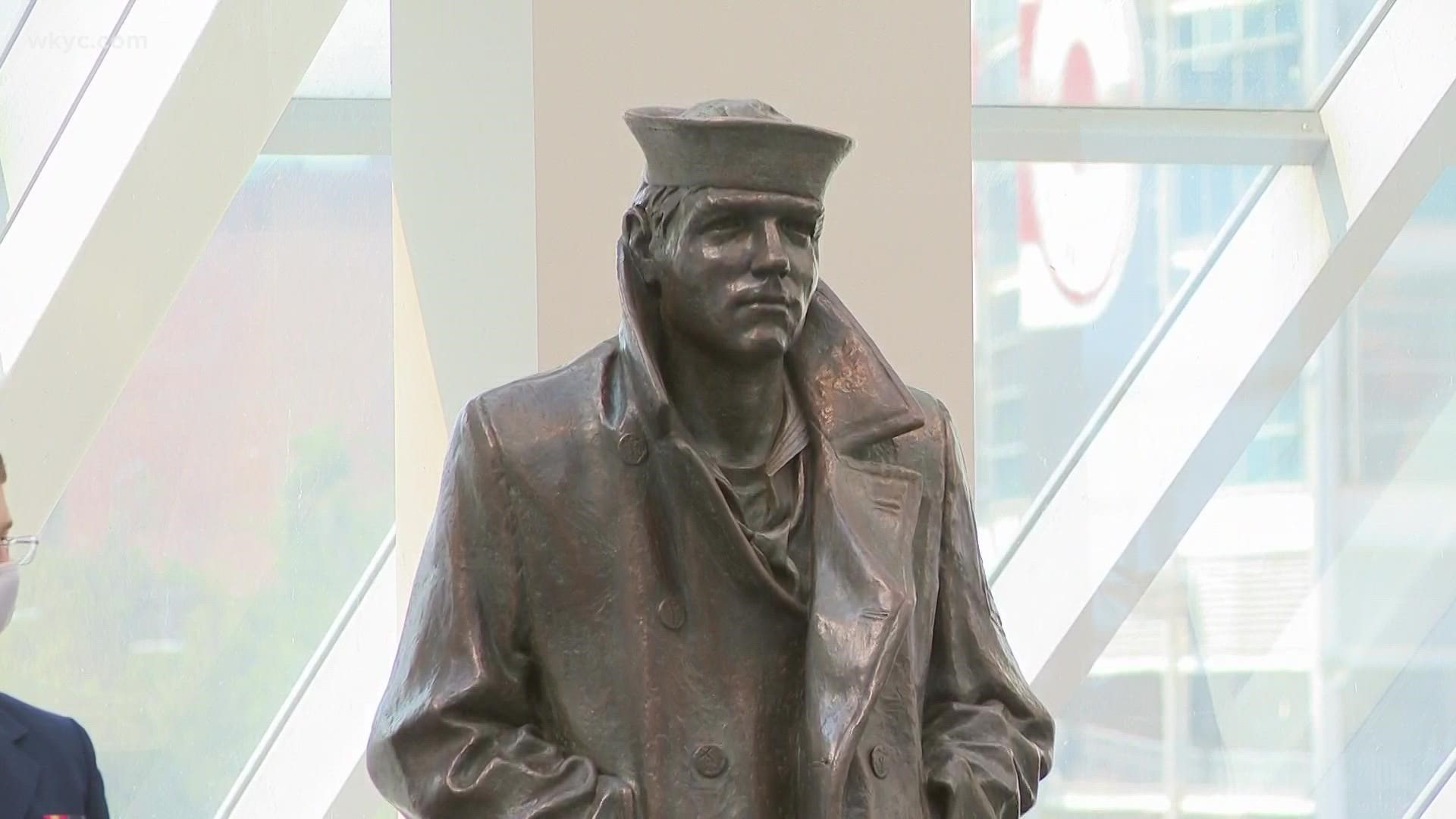 The Lone Sailor Statue will eventually share the spotlight with an even bigger arrival -- the USS Cleveland.