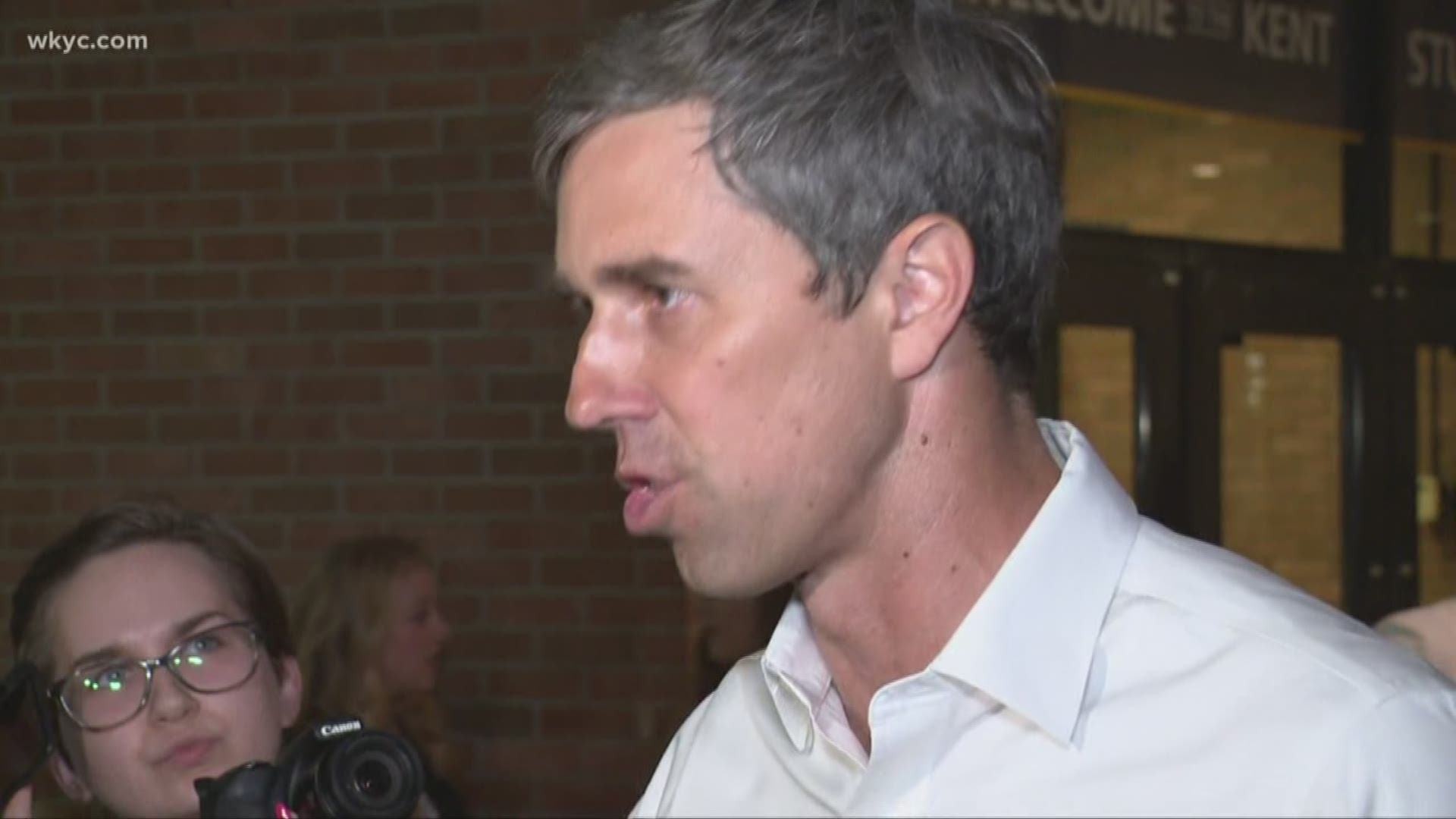 Beto O'Rourke spoke at Kent State University on Wednesday. The former Texas Congressman addressed a packed crowd outside the student center.